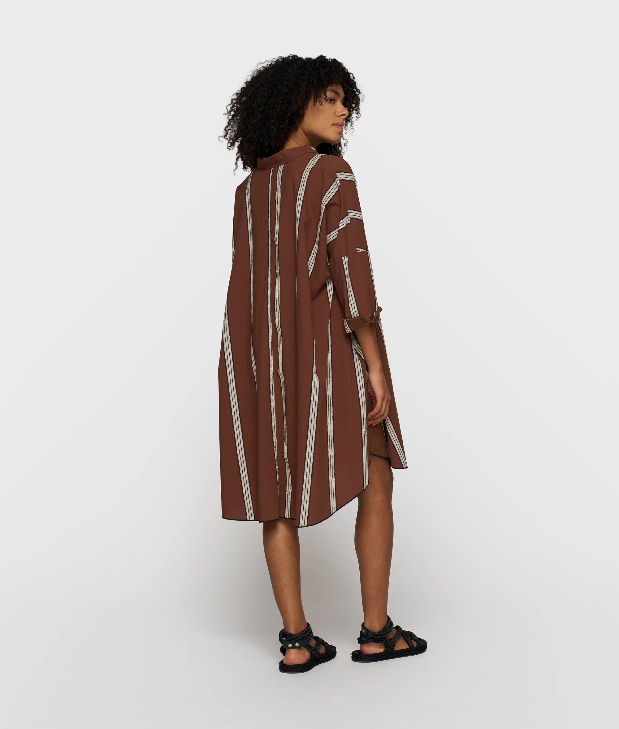 a-line tunic stripes | deep brown - Image 2