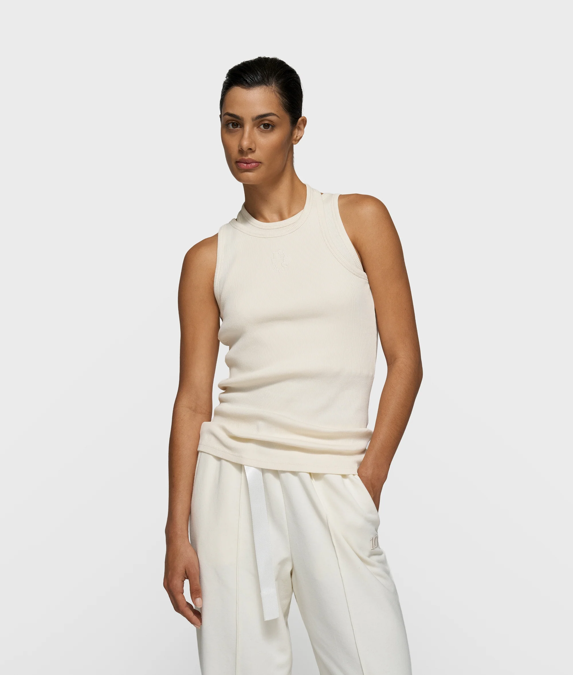 a-symmetric rib top | ecru - Image 2