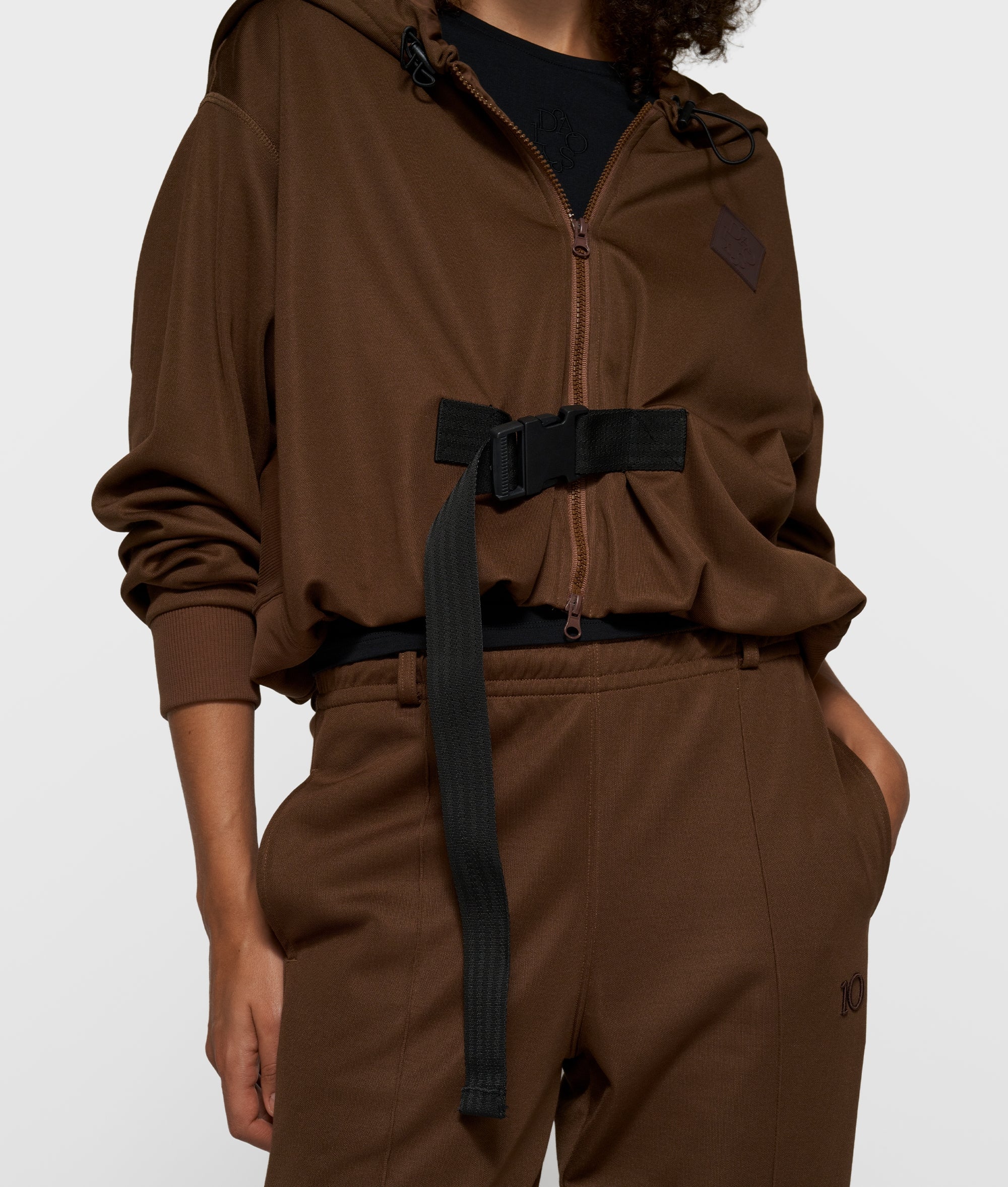 belted zip hoodie | dark truffle - Image 2