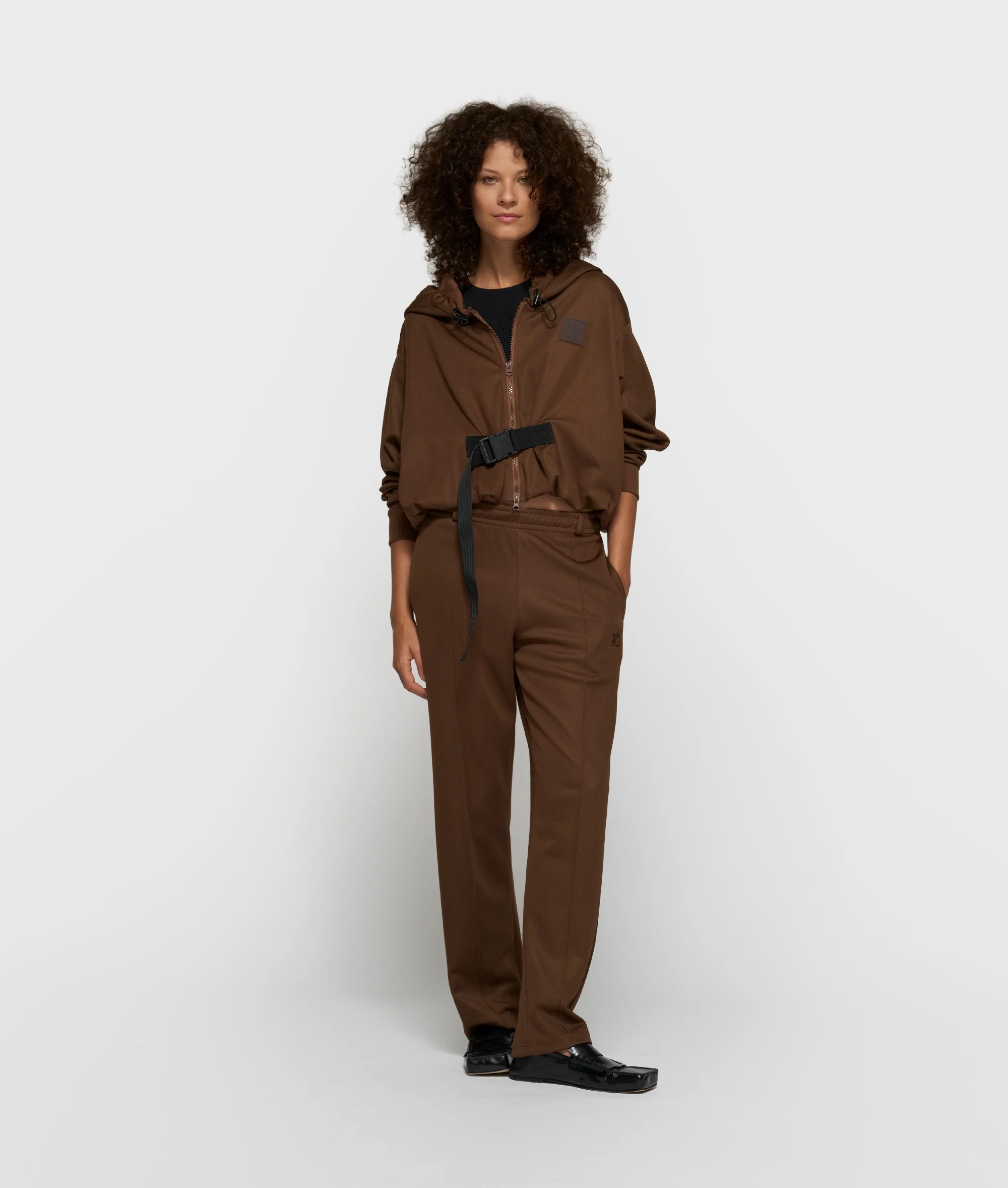 belted zip hoodie | dark truffle - Image 3
