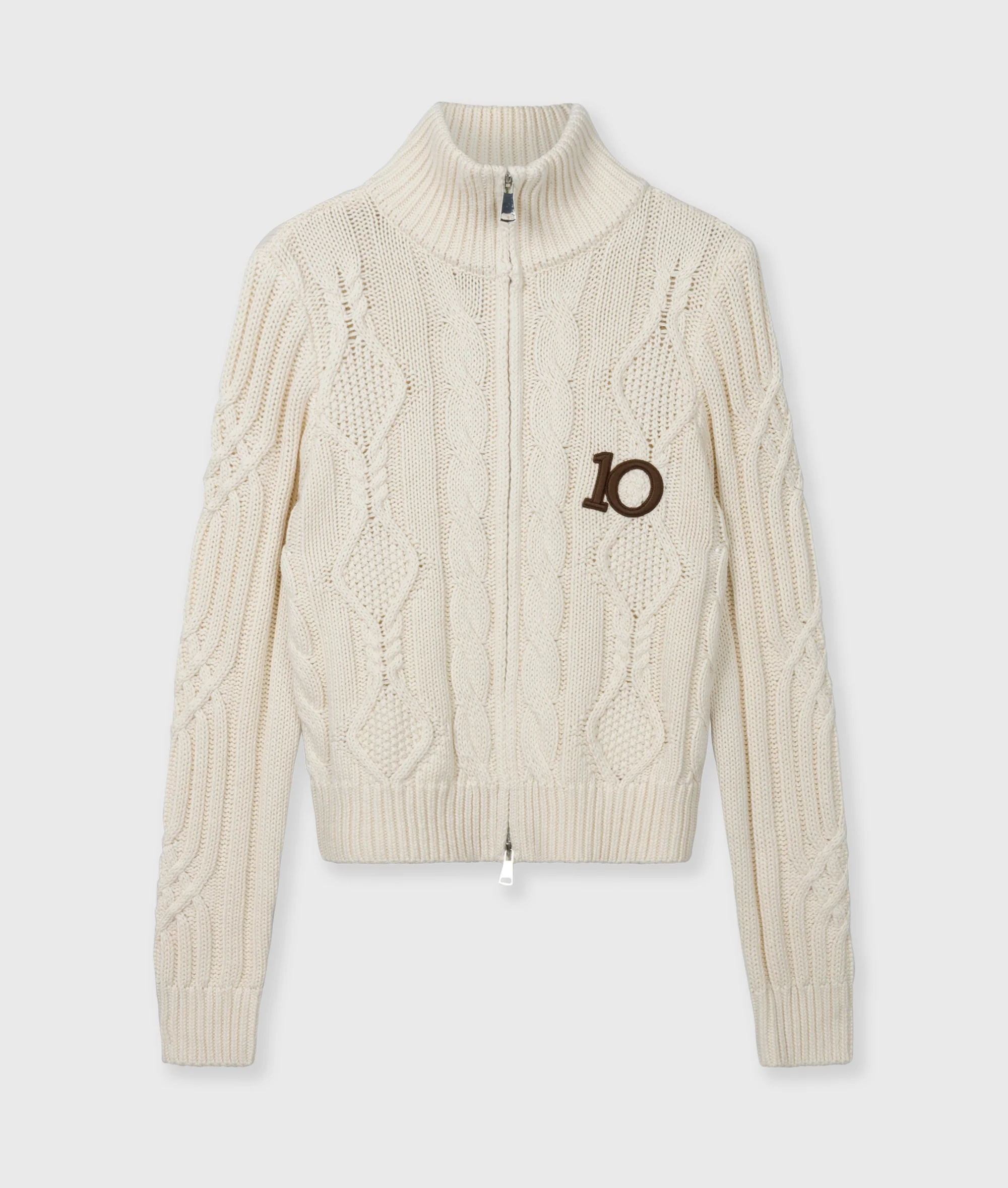 cable knit zip | pearl - Image 5
