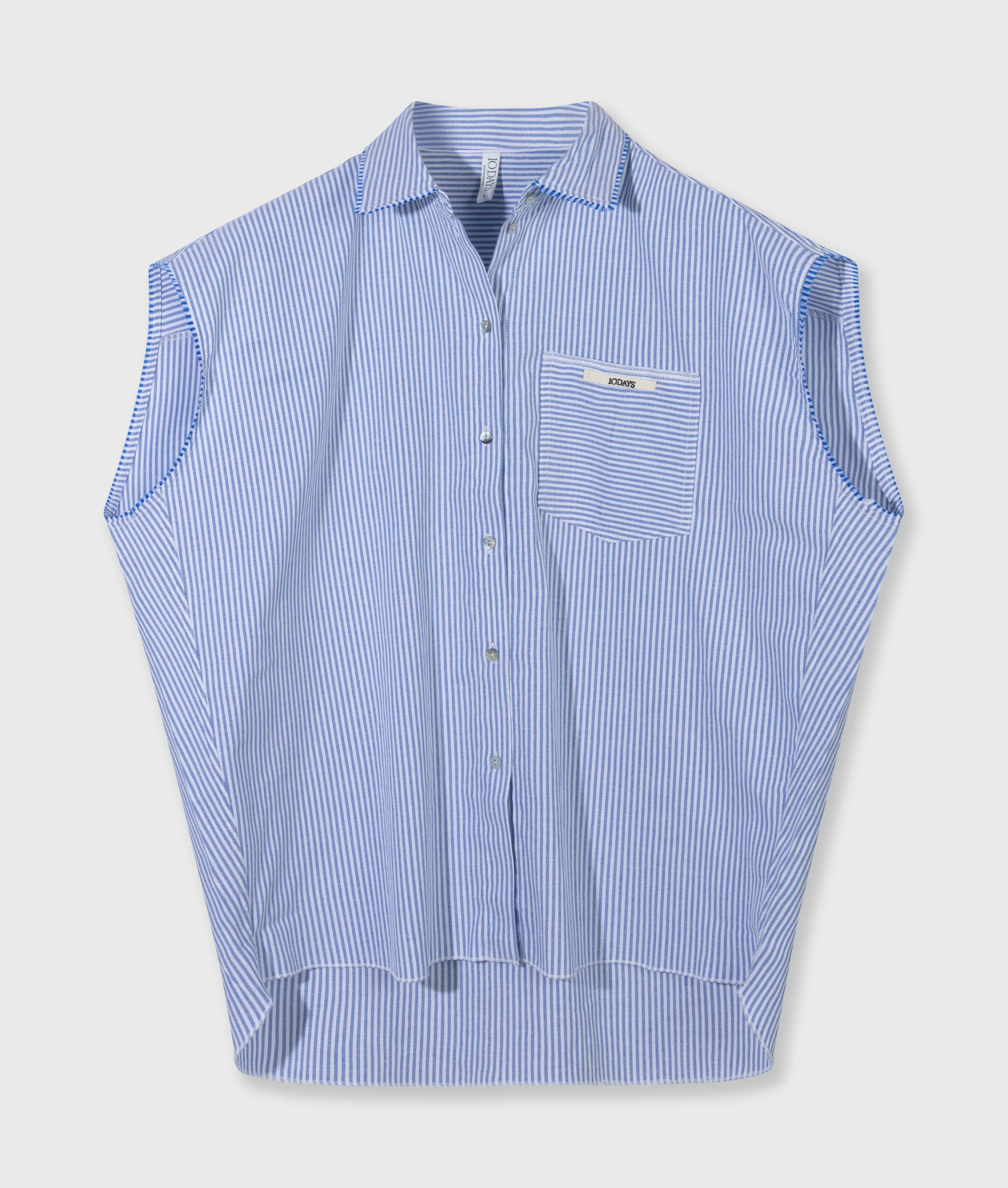 cotton blouse stripes | white/steel blue - Image 5