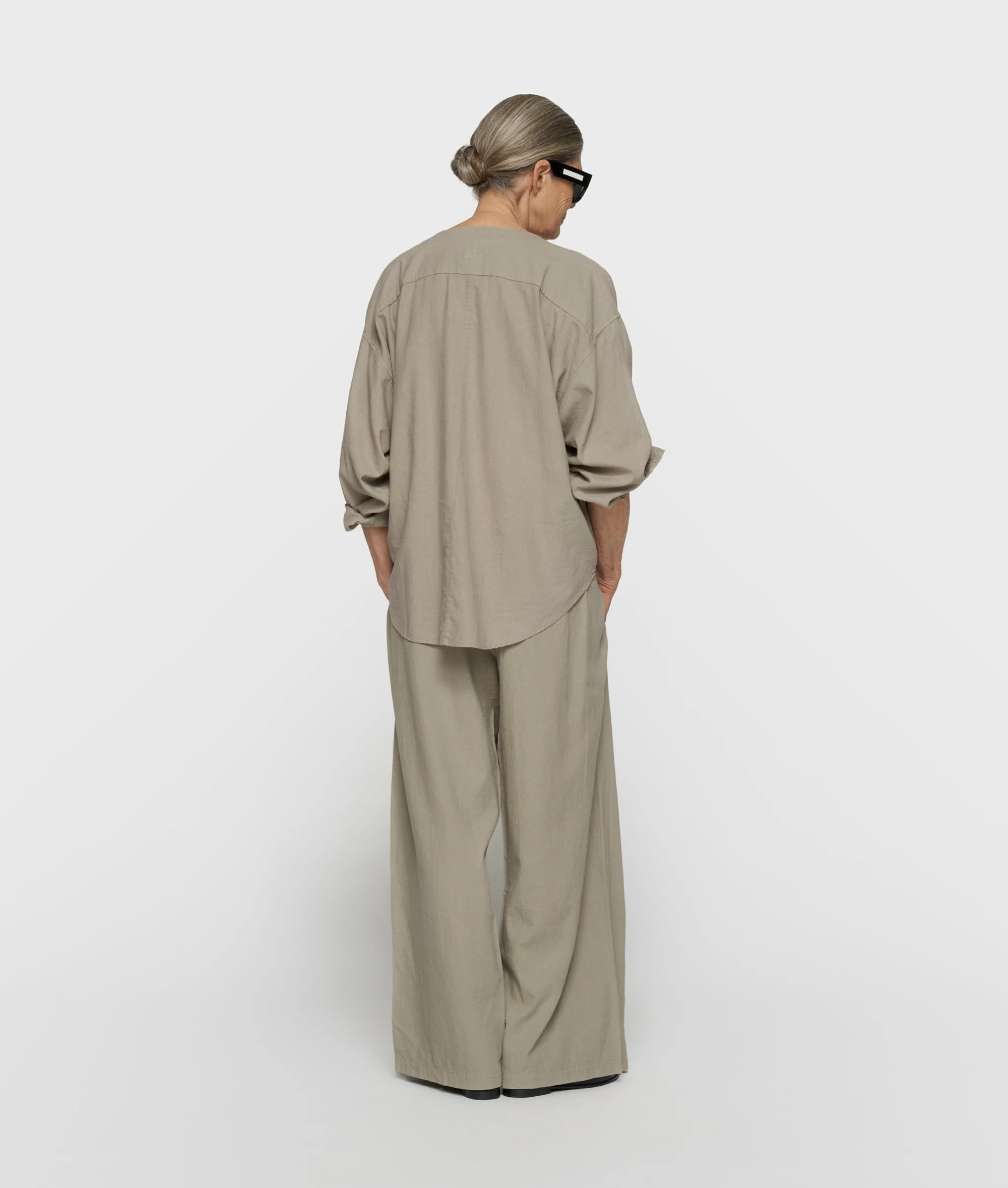 cotton linen blouse | fog - Image 4