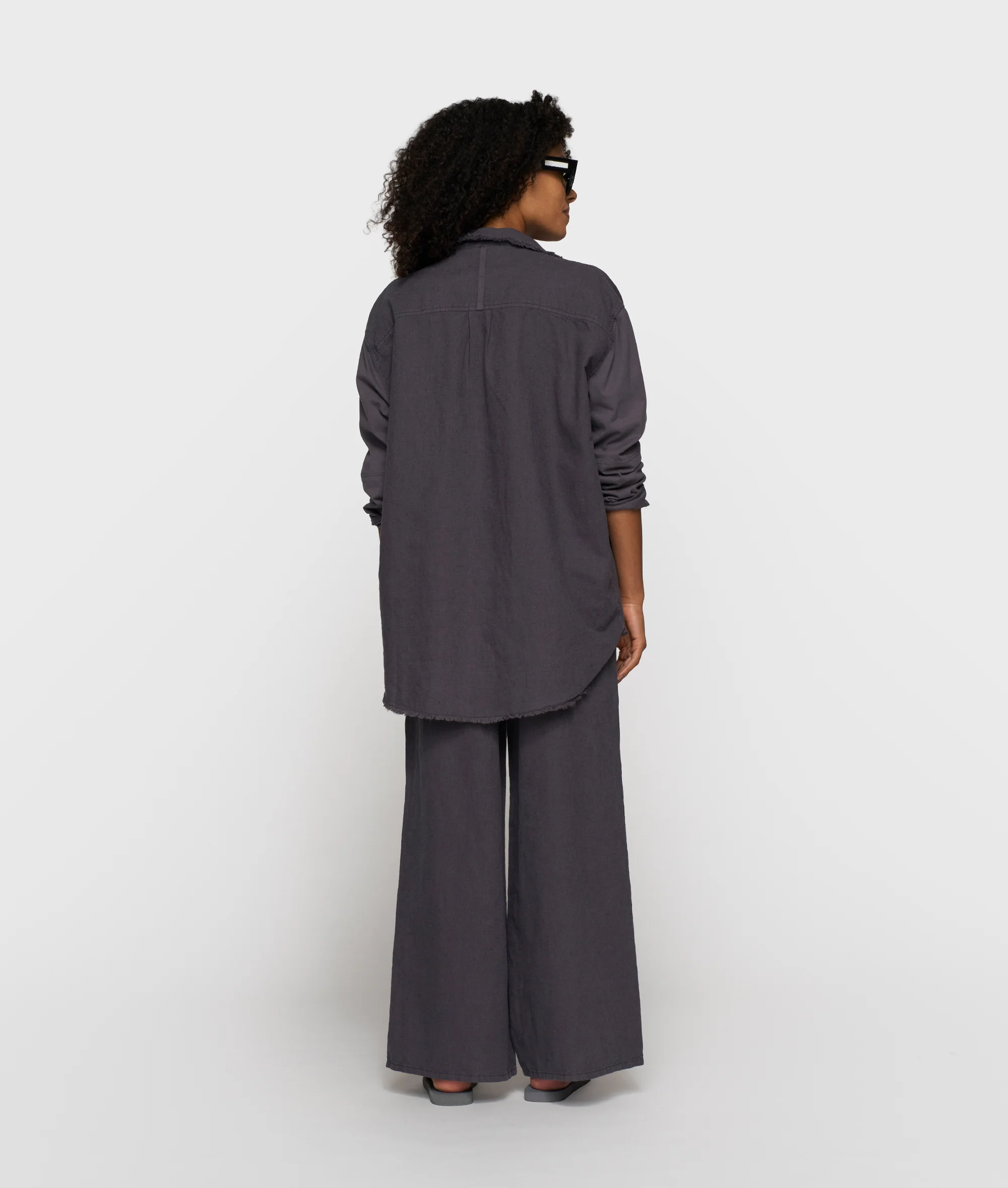 cotton linen blouse | steel blue - Image 4