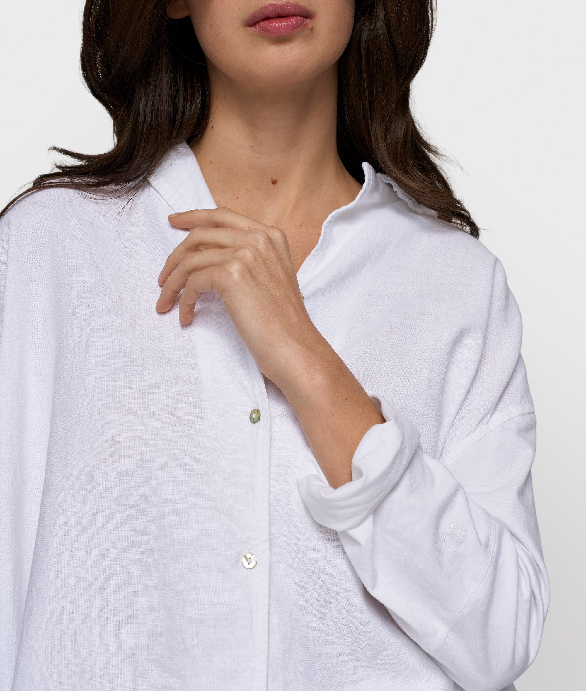cotton linen blouse | white - Image 2