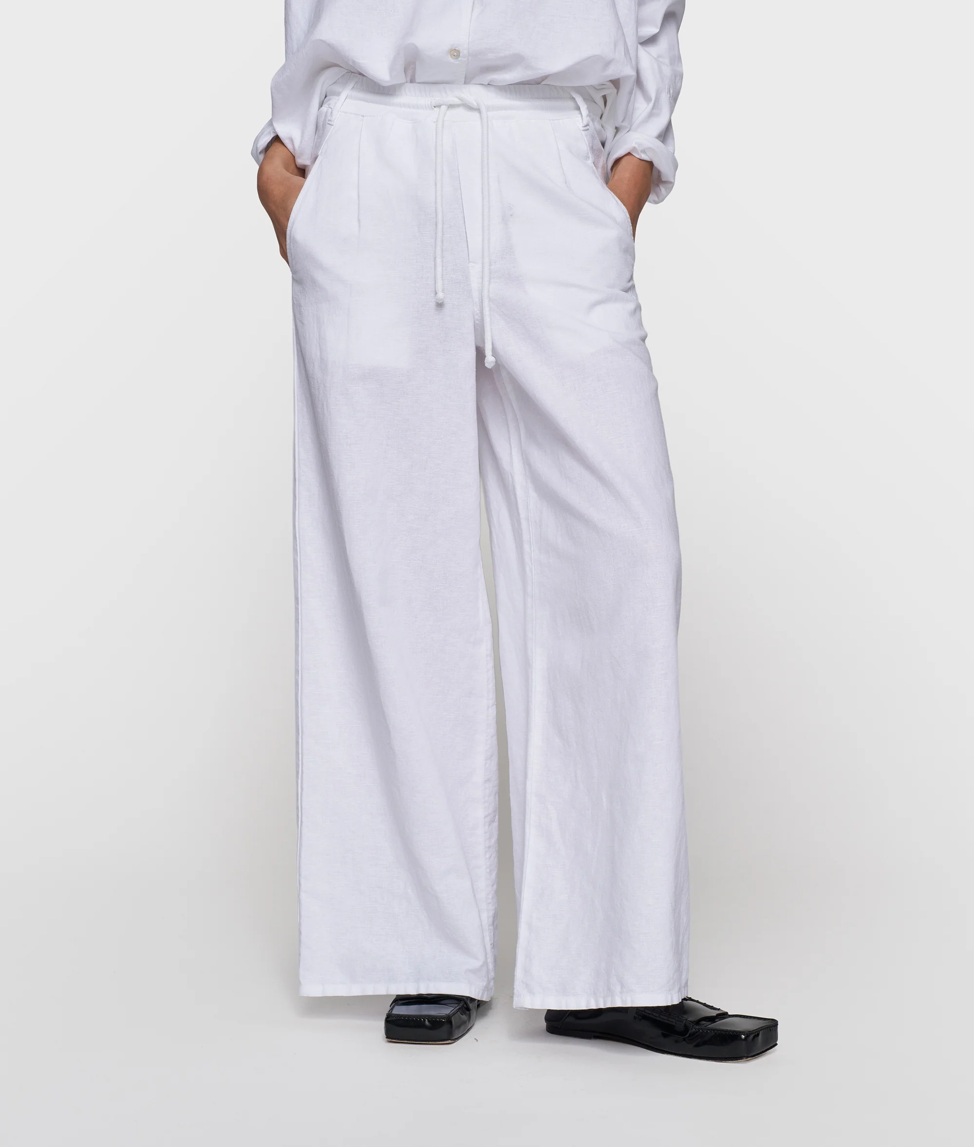 cotton linen pants | white - Image 2