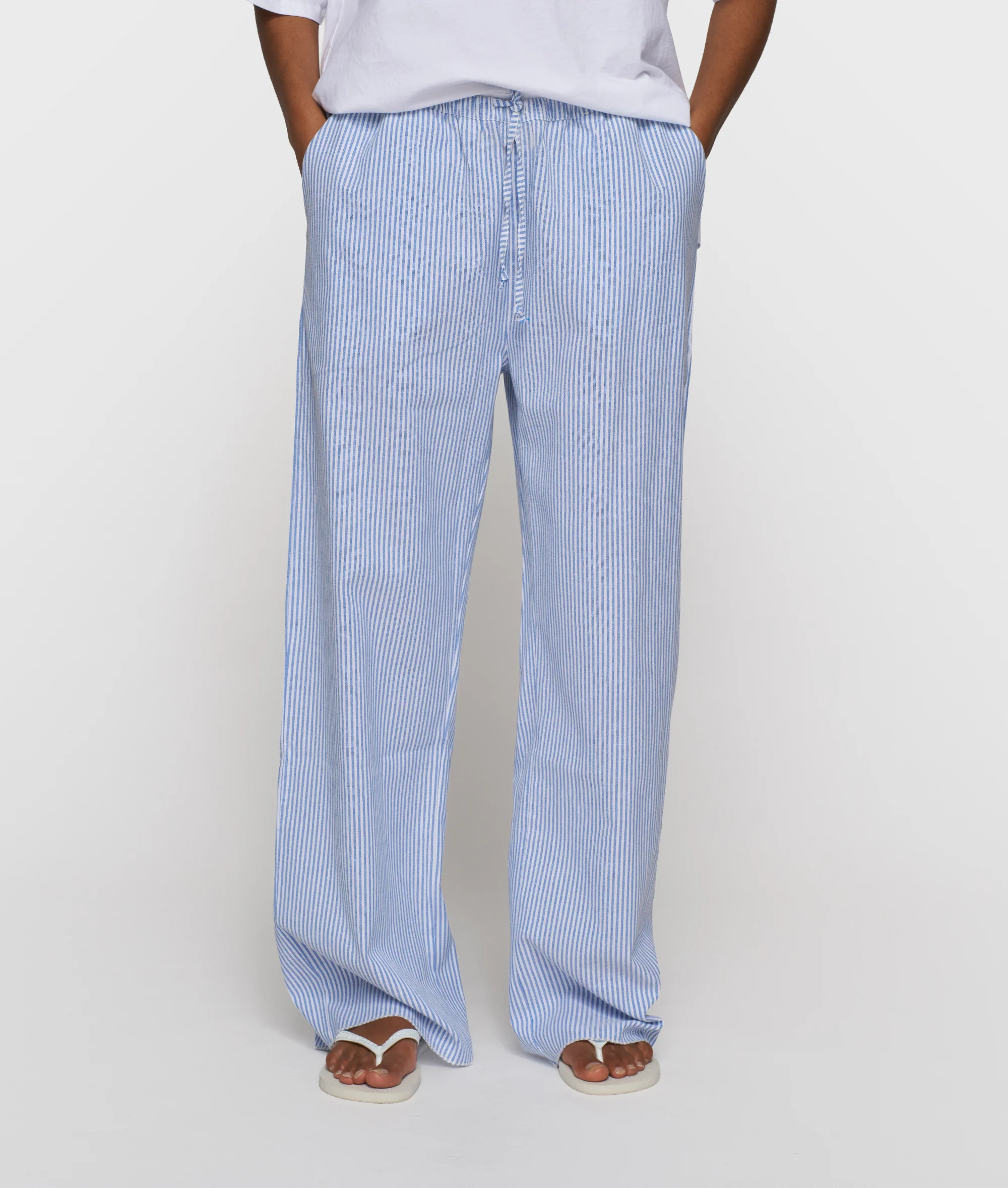 cotton pants stripes | white/steel blue - Image 2