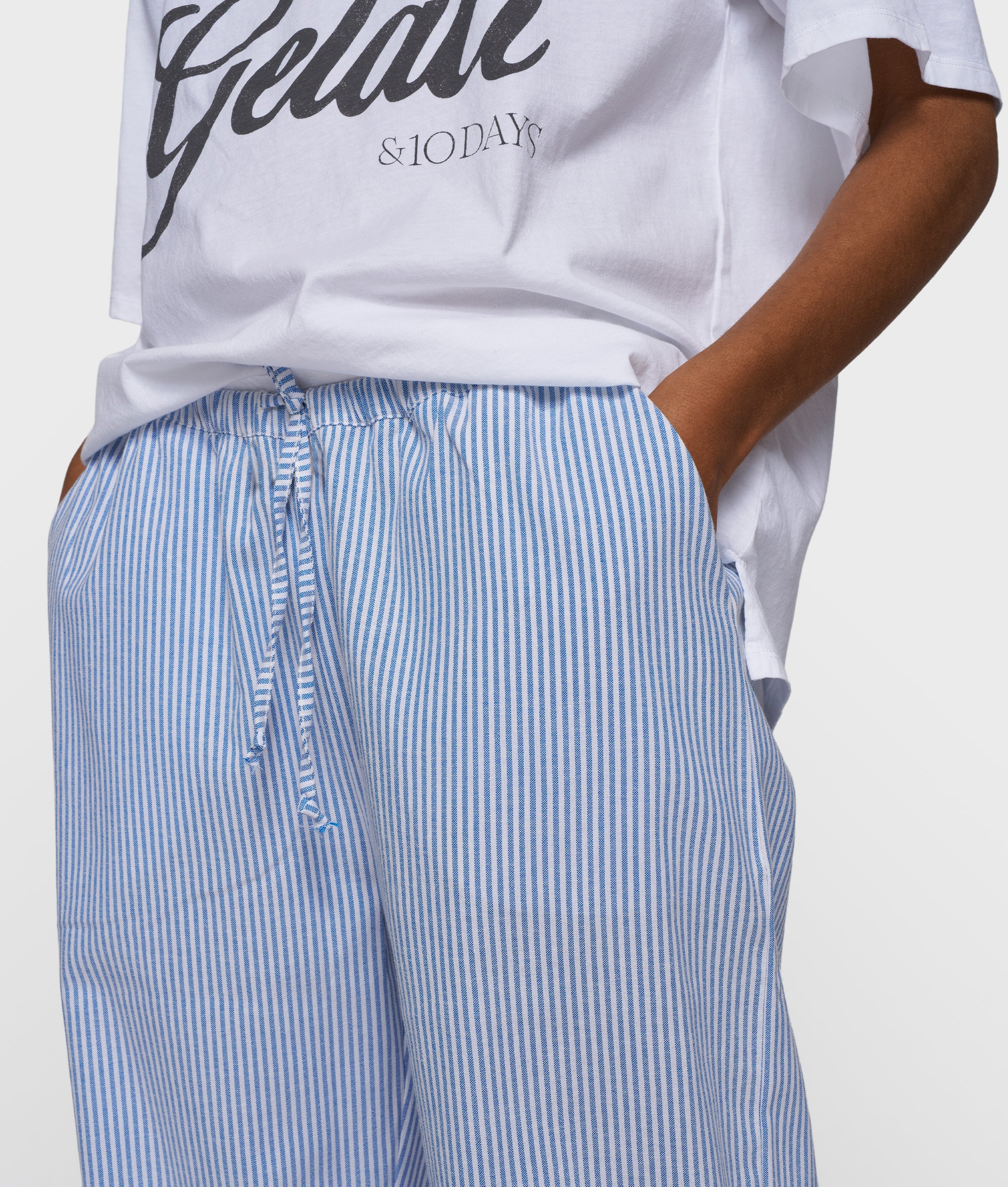 cotton pants stripes | white/steel blue - Image 4