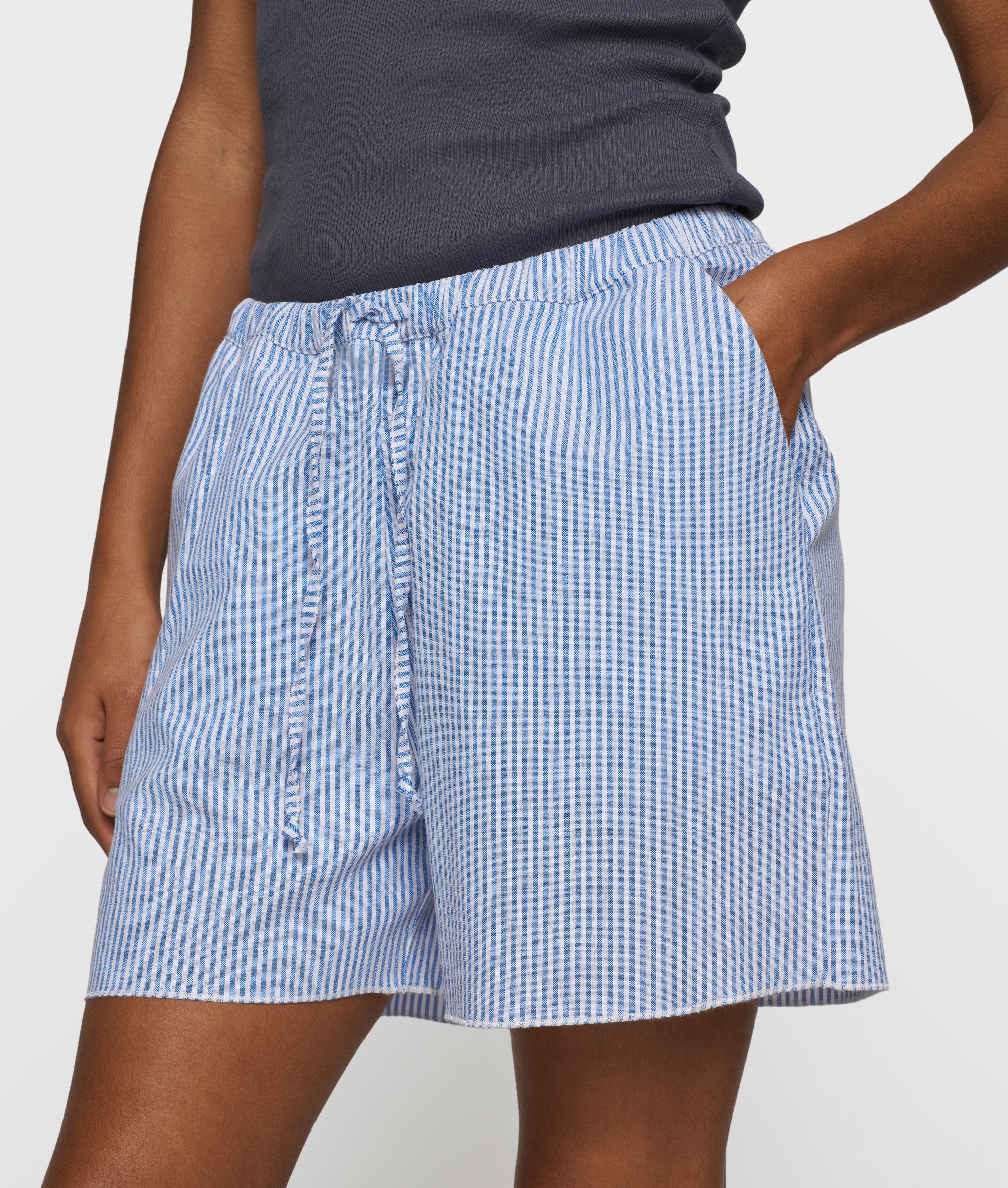 cotton shorts stripes | white/steel blue - Image 2