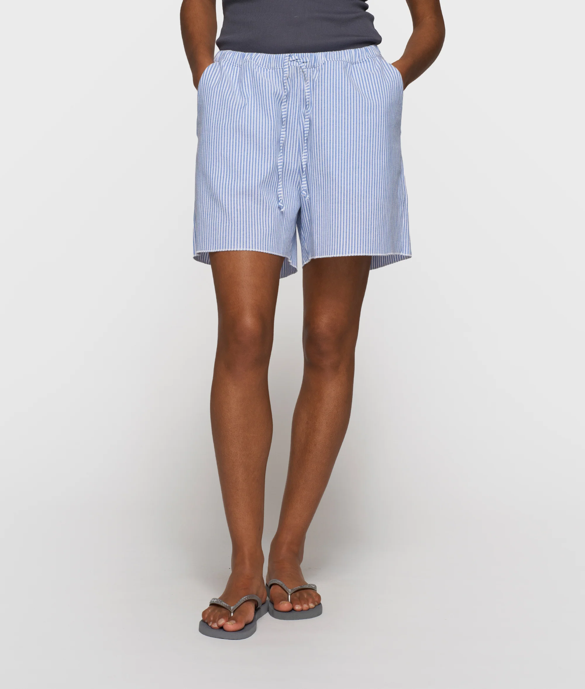 cotton shorts stripes | white/steel blue - Image 3