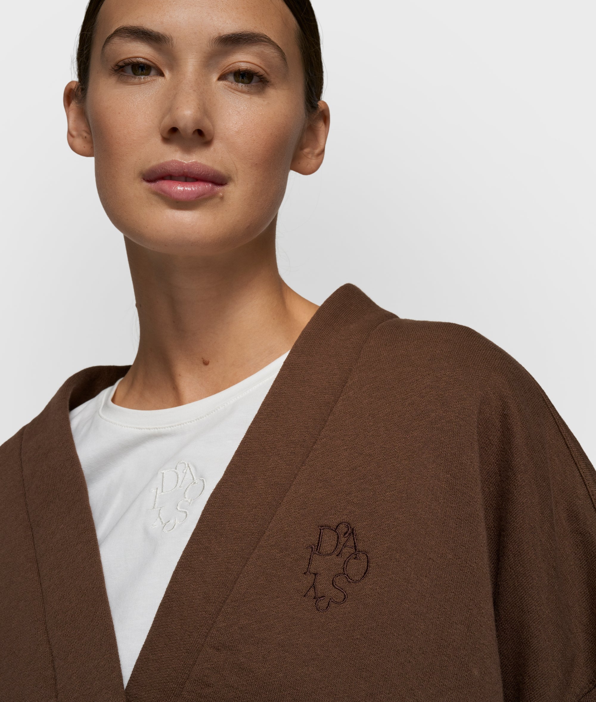 cropped baseball cardigan | dark truffle - Image 2