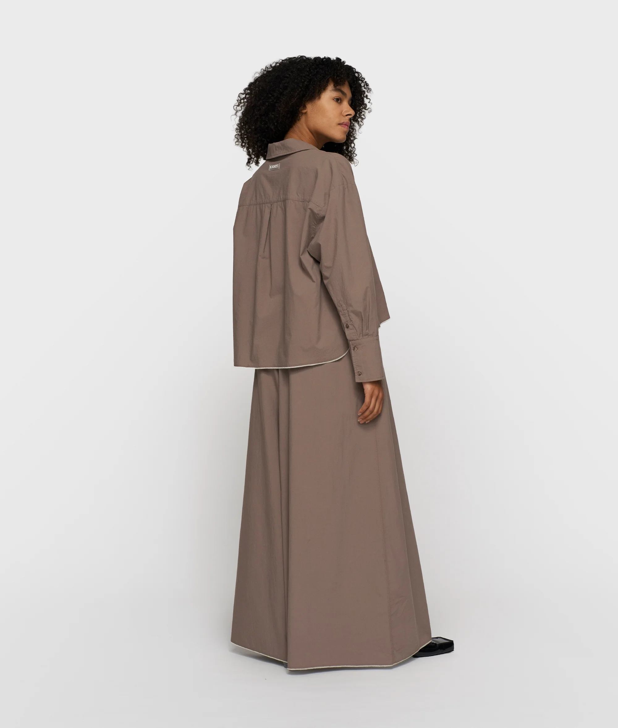 cropped shirt poplin | moonrock - Image 4