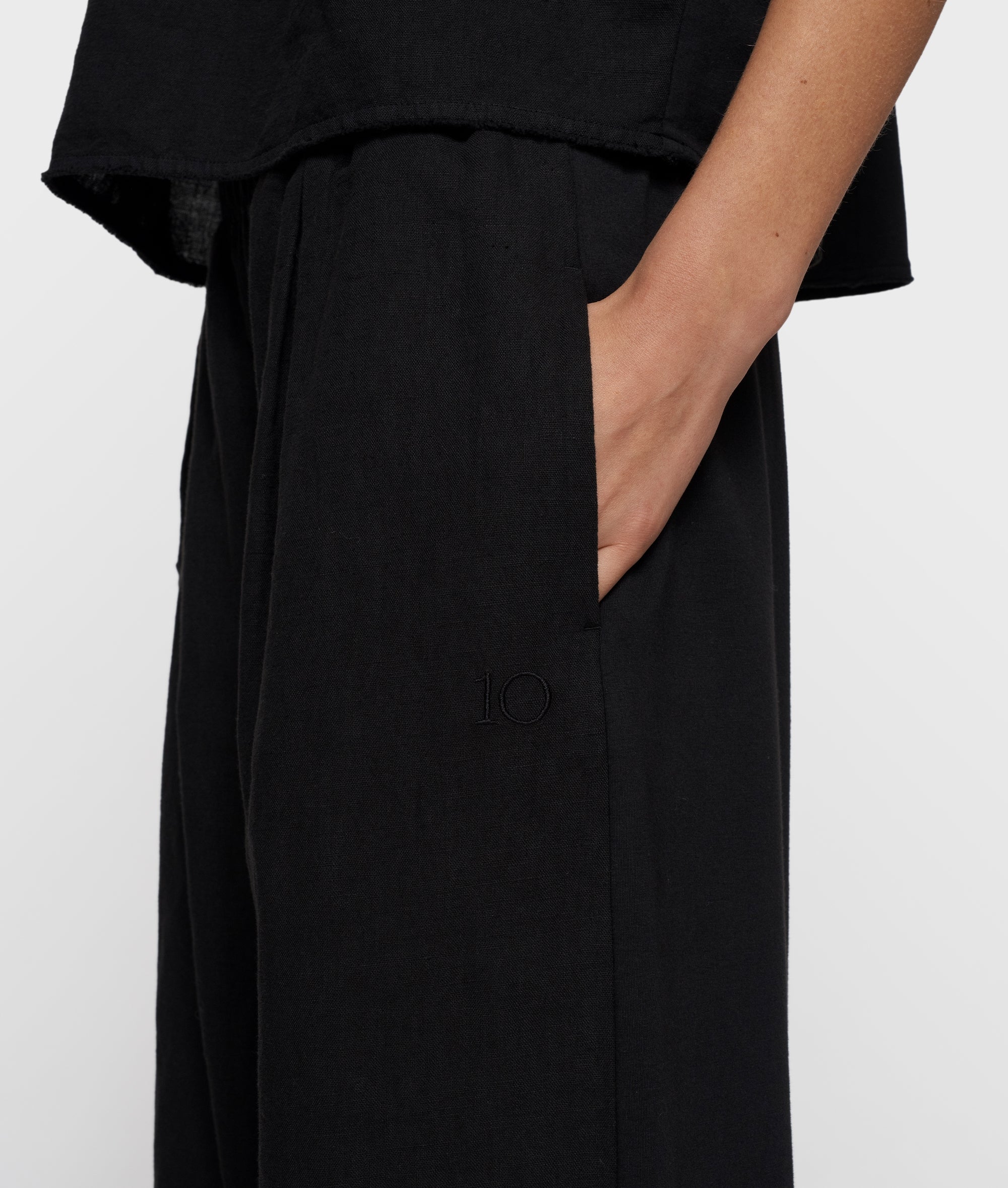 flowy pants linen | black - Image 3