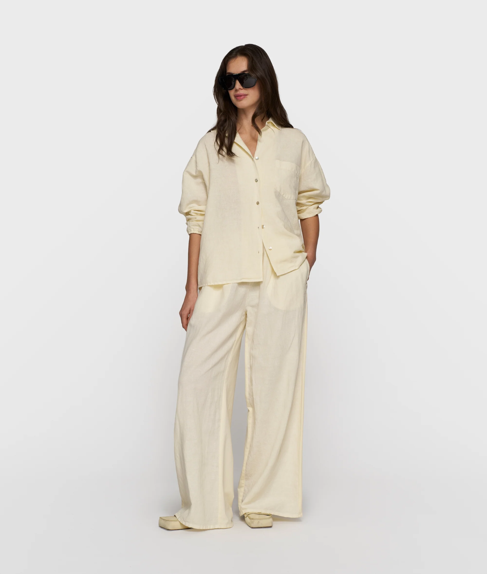 flowy pants linen | soft vanilla