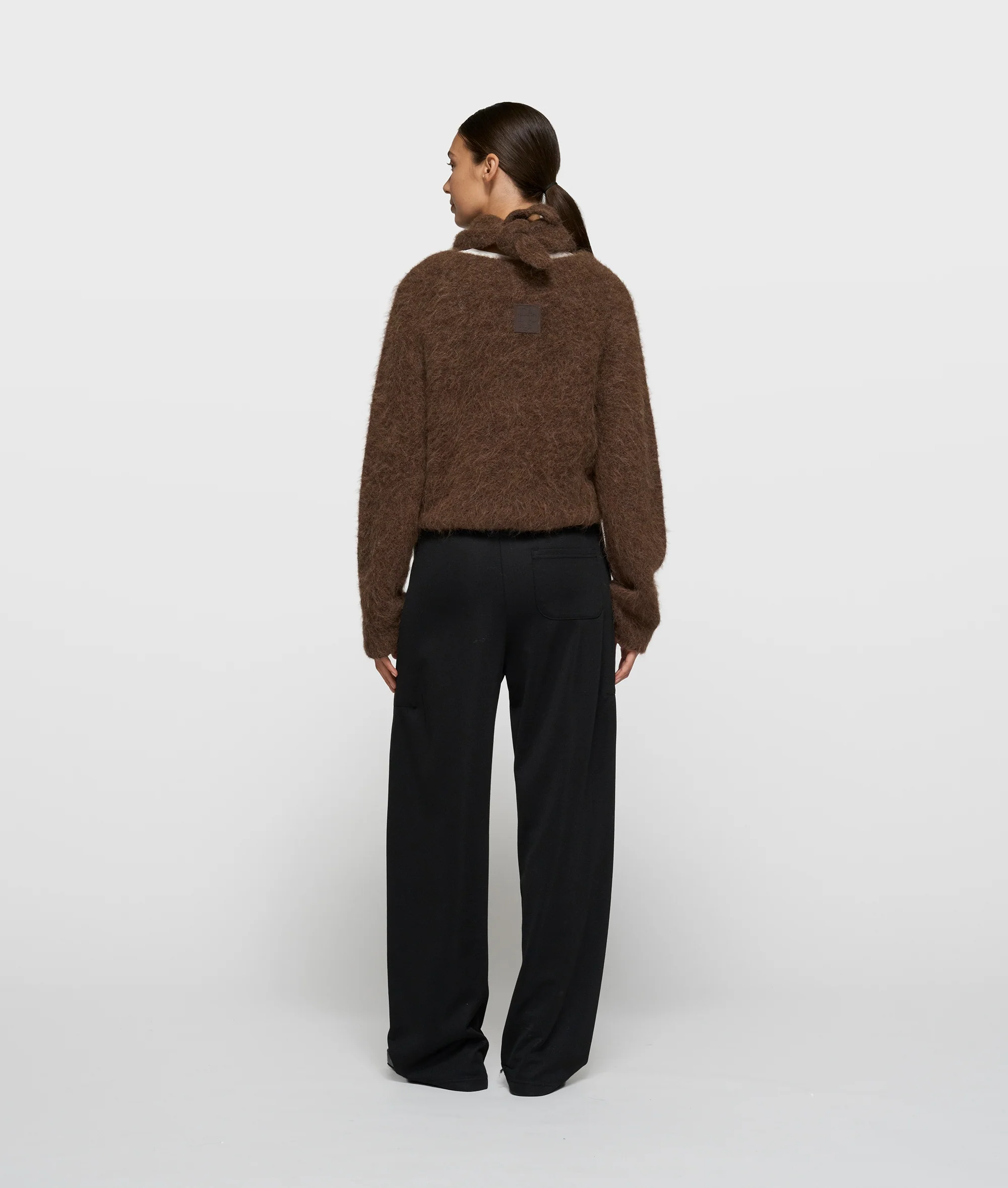 hairy knit sweater pleats | dark truffle - Image 4
