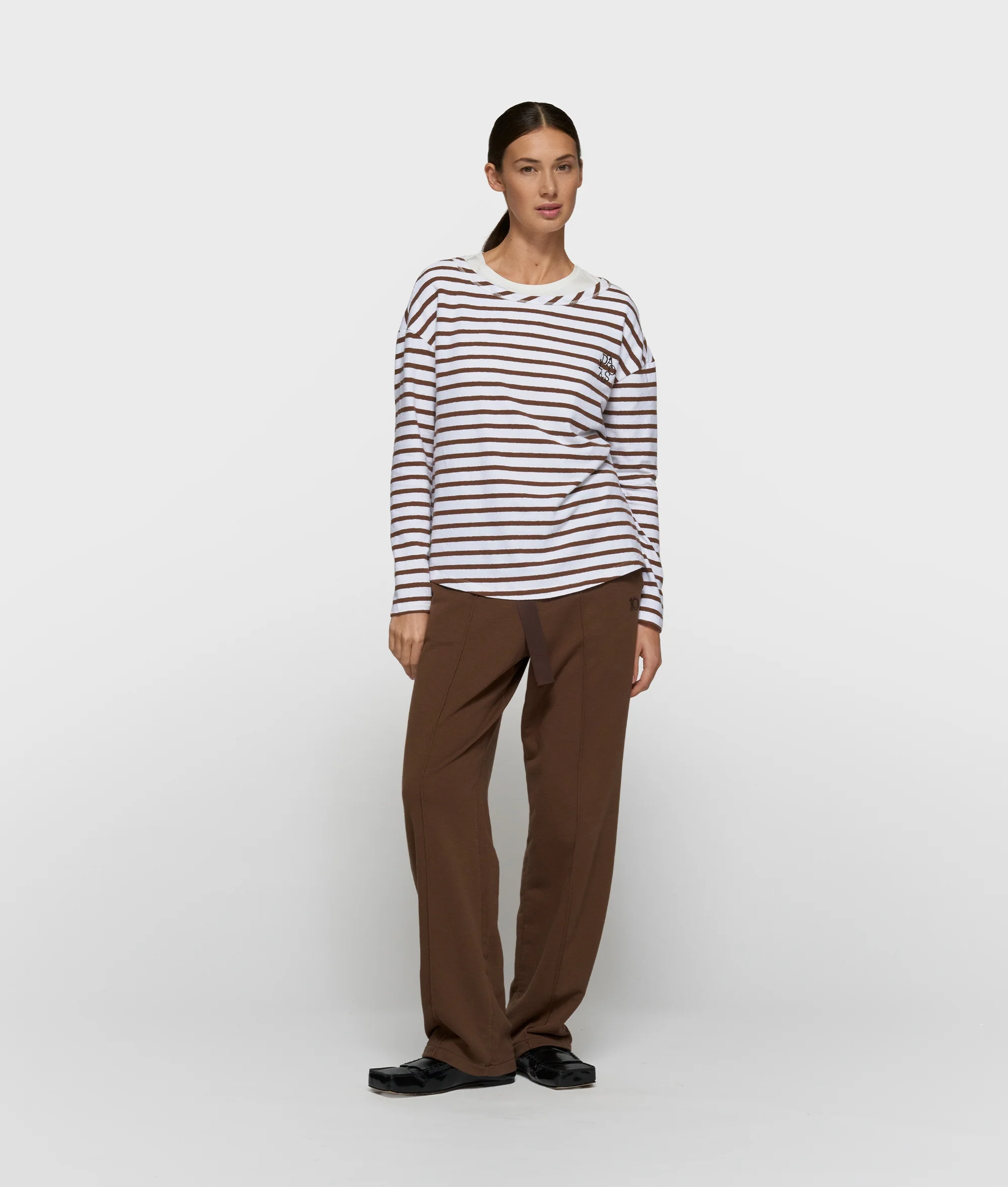 long sleeve tee stripes | white/dark truffle - Image 3