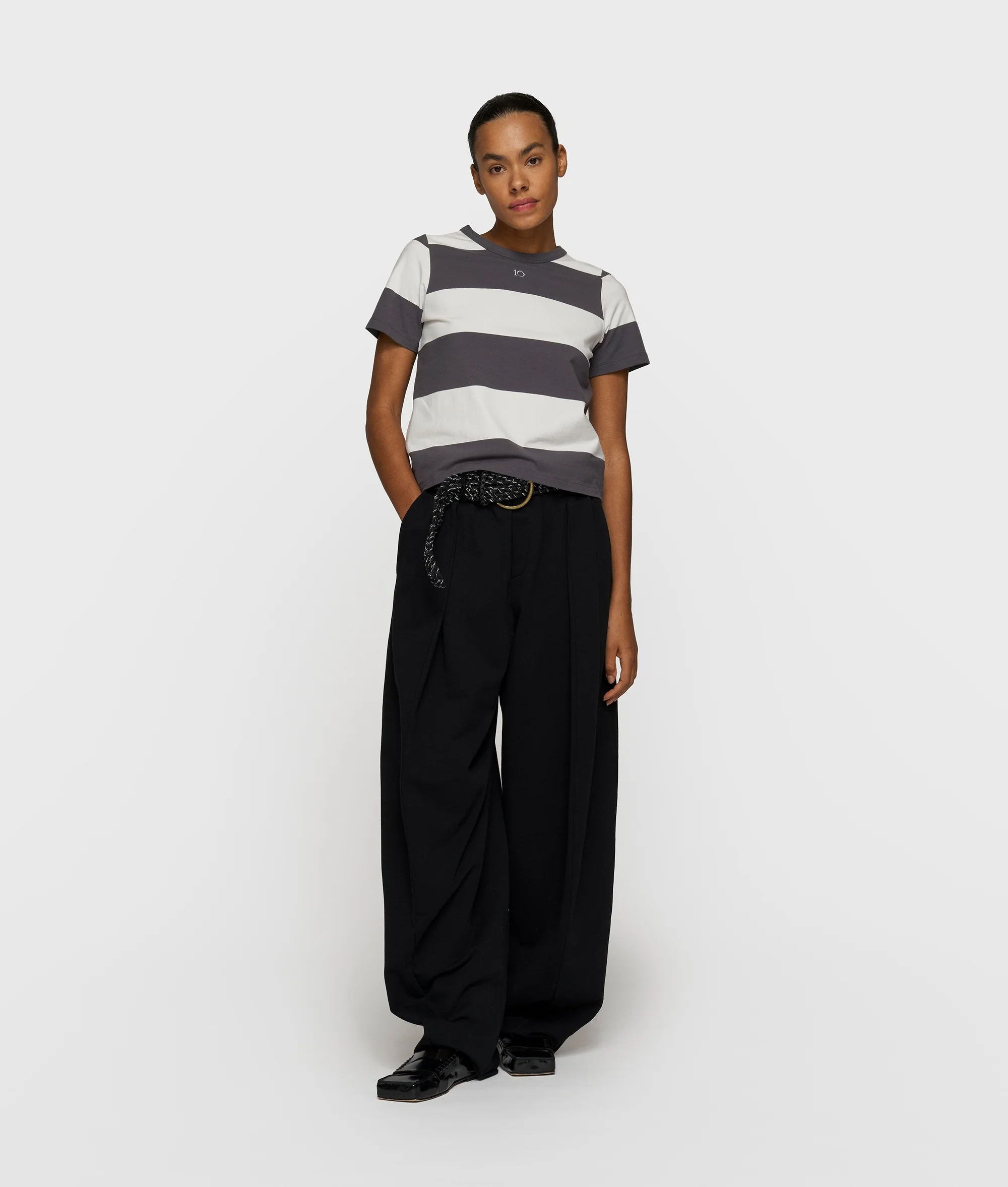 petite tee stripes | white/brownish grey - Image 3