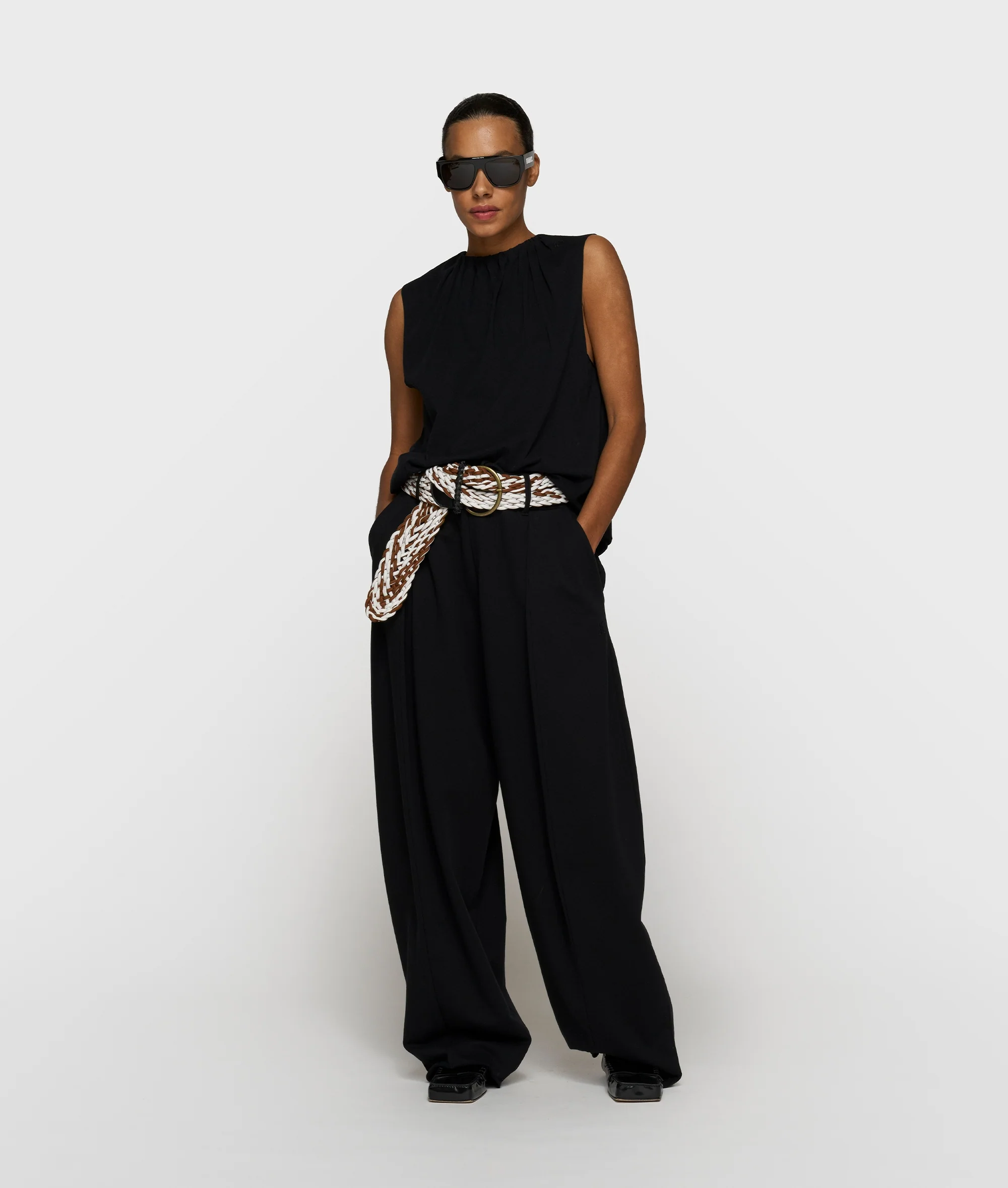 pleated top jersey | black - Image 3