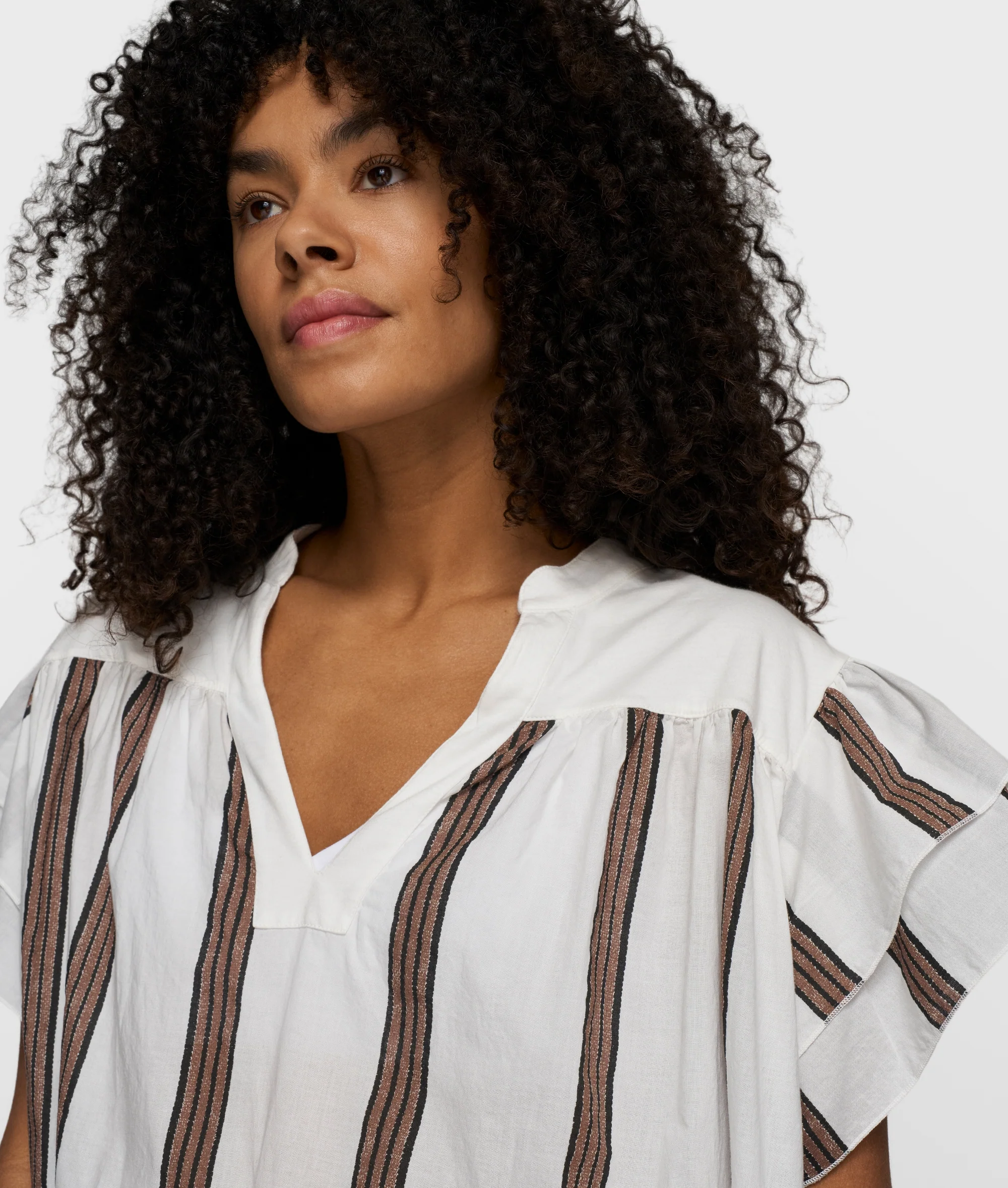 ruffle dress stripes | ecru - Image 3