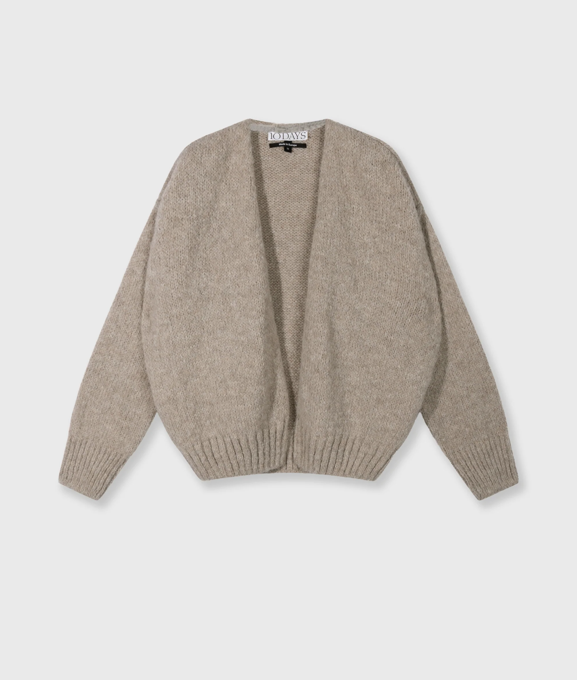 short belted knit cardigan | fog - Image 7
