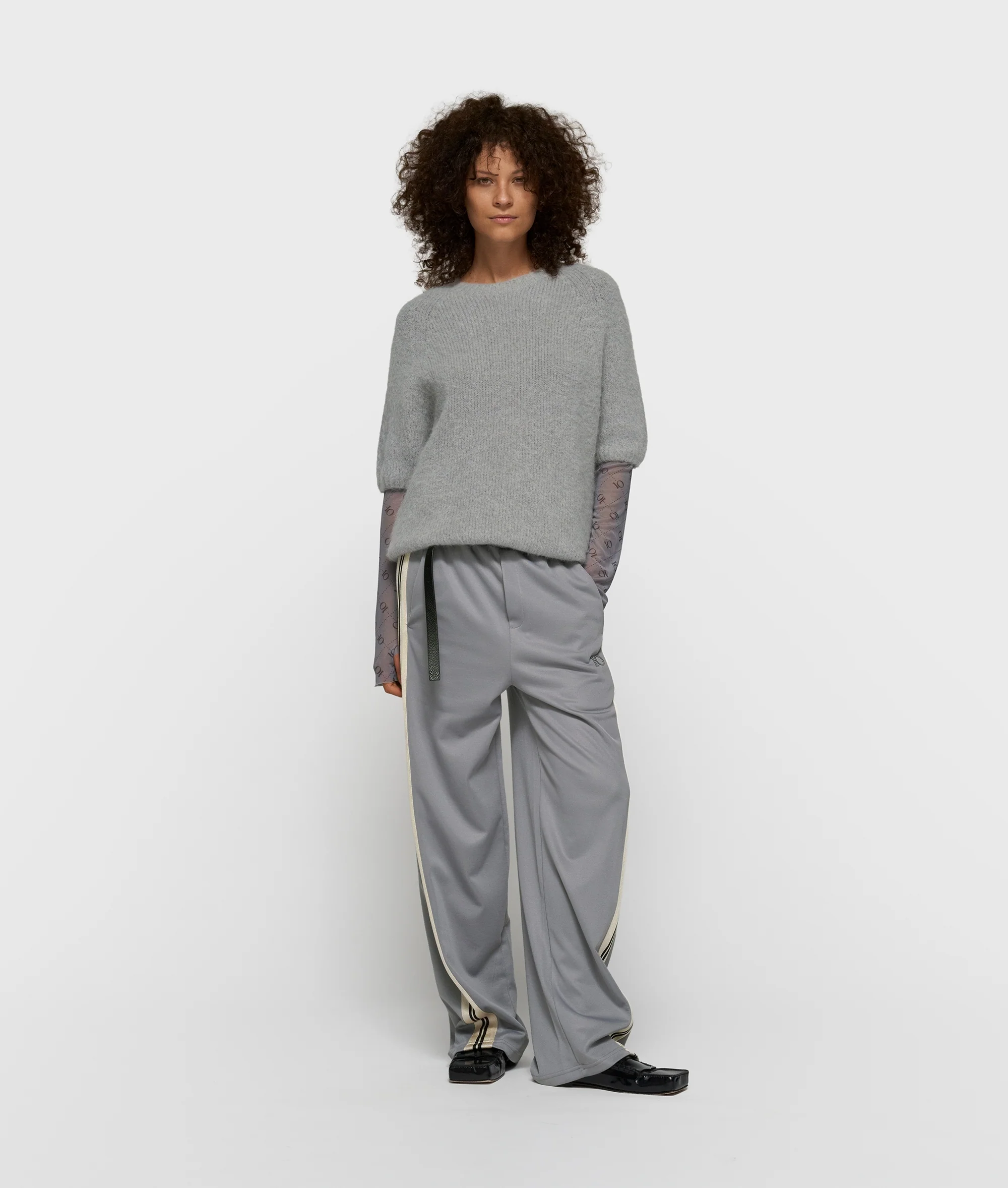 short sleeve knit sweater | light graphite - Image 3
