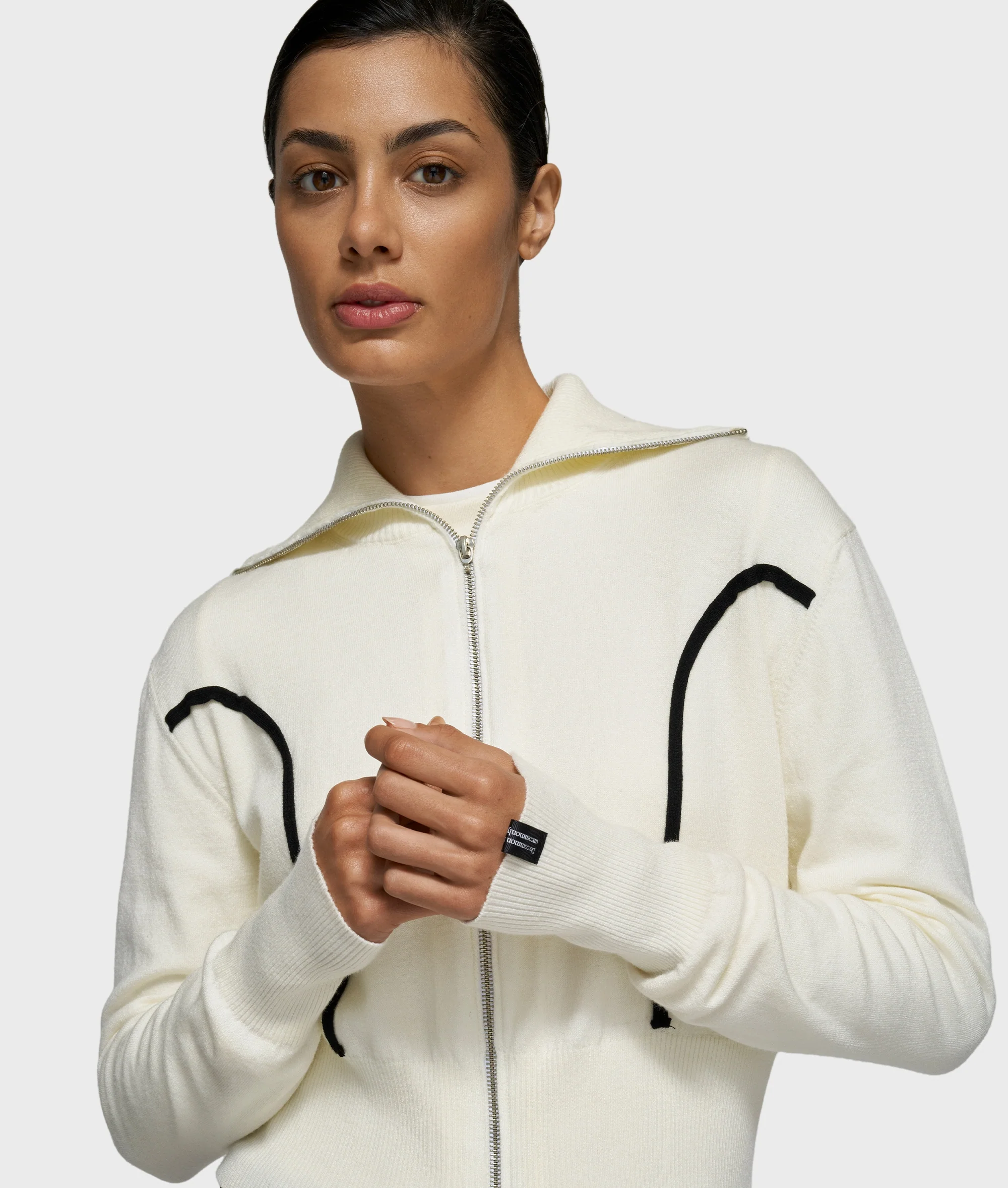 slim knit cardigan | ecru - Image 2