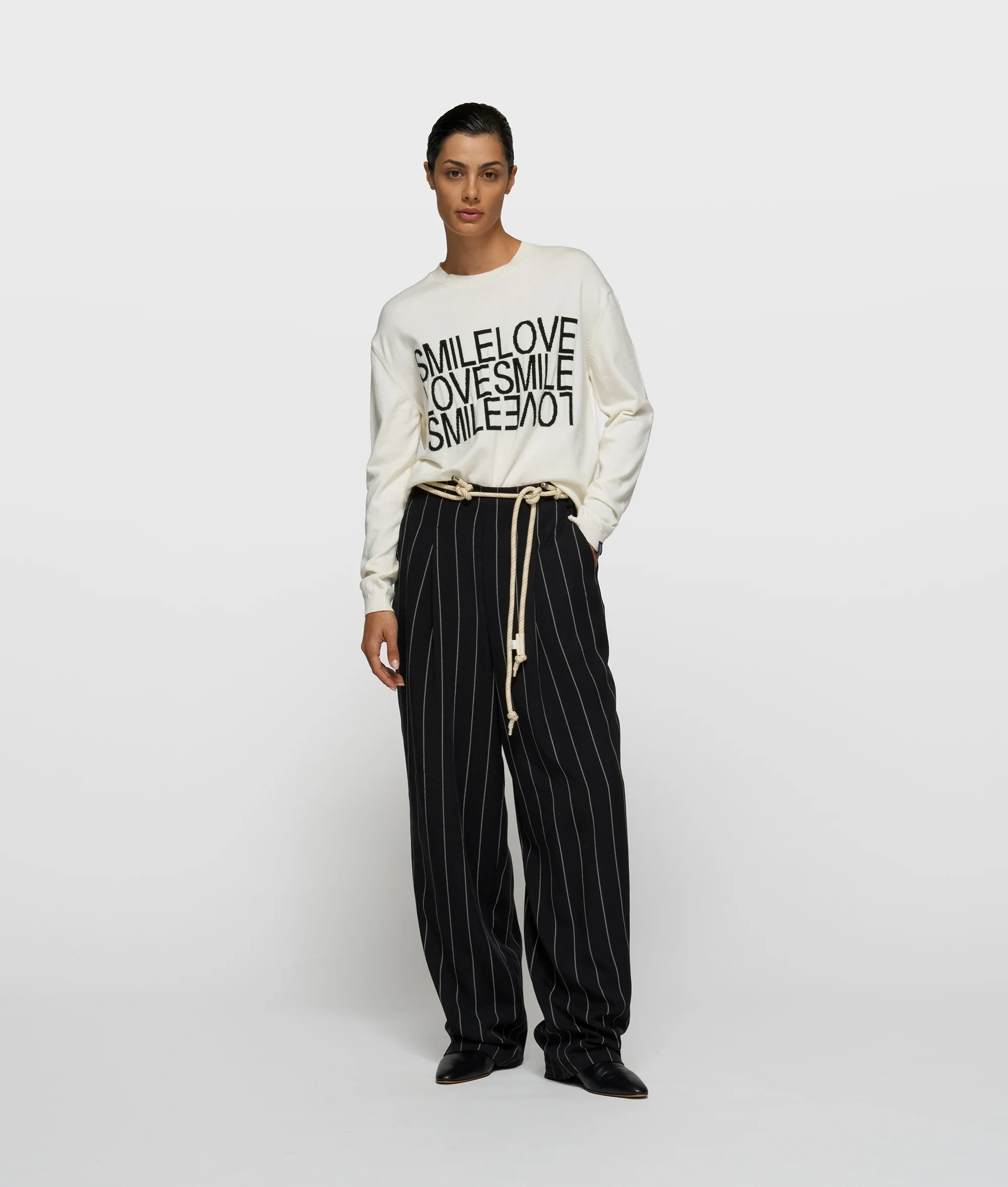 smile love knit sweater | ecru - Image 3