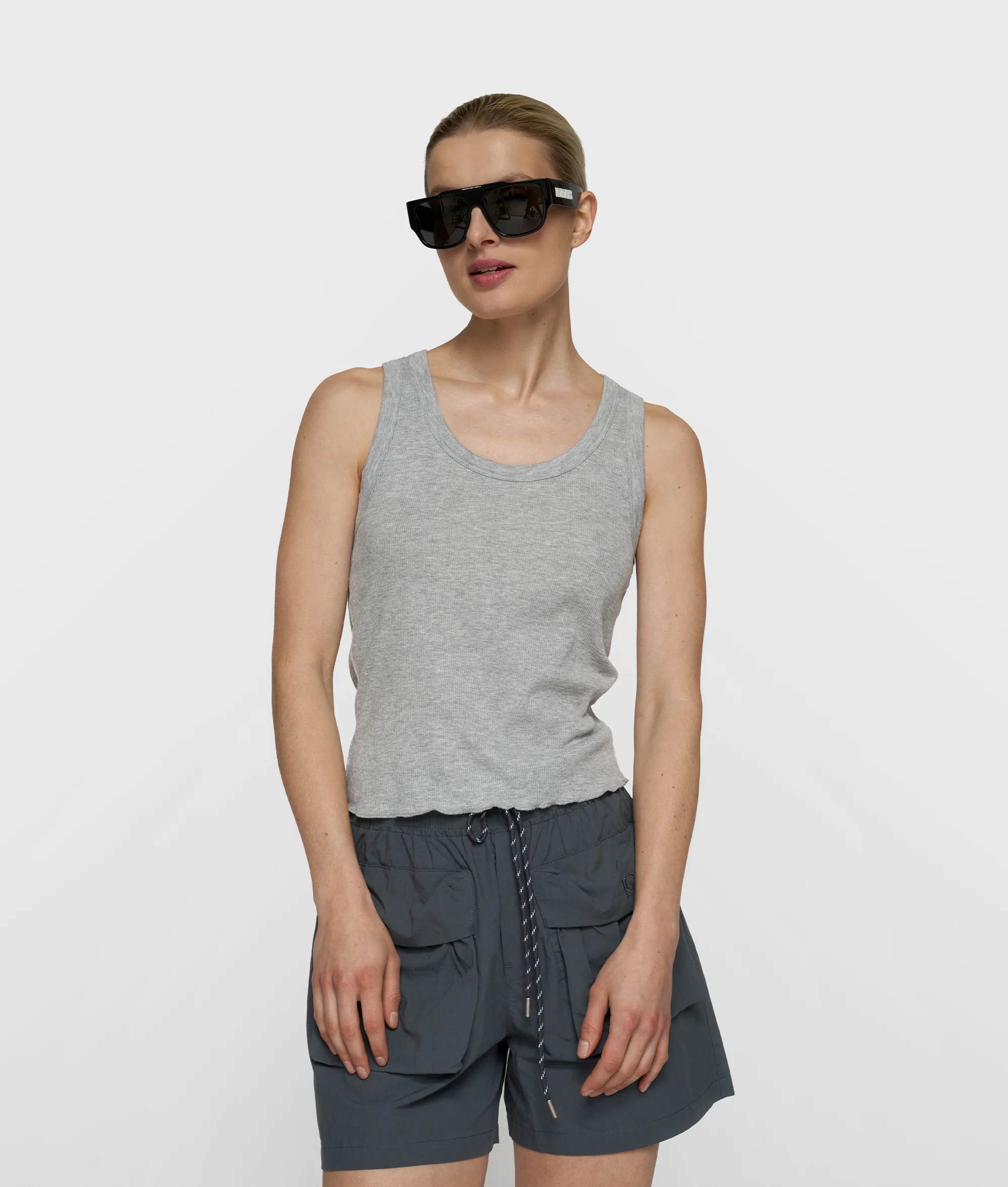 soft rib tank top | light grey melee