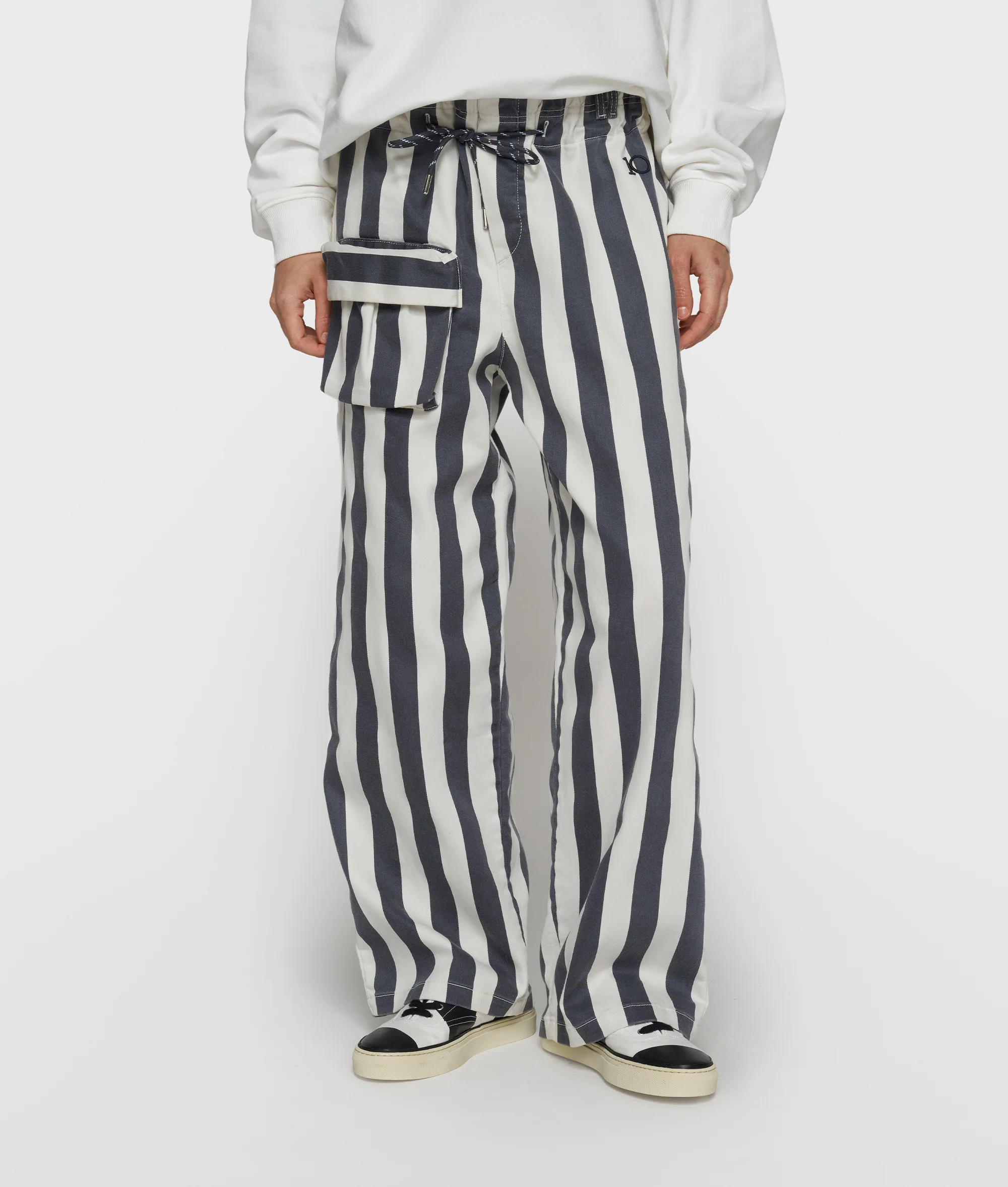 straight leg pants stripes | ecru/steel blue - Image 2