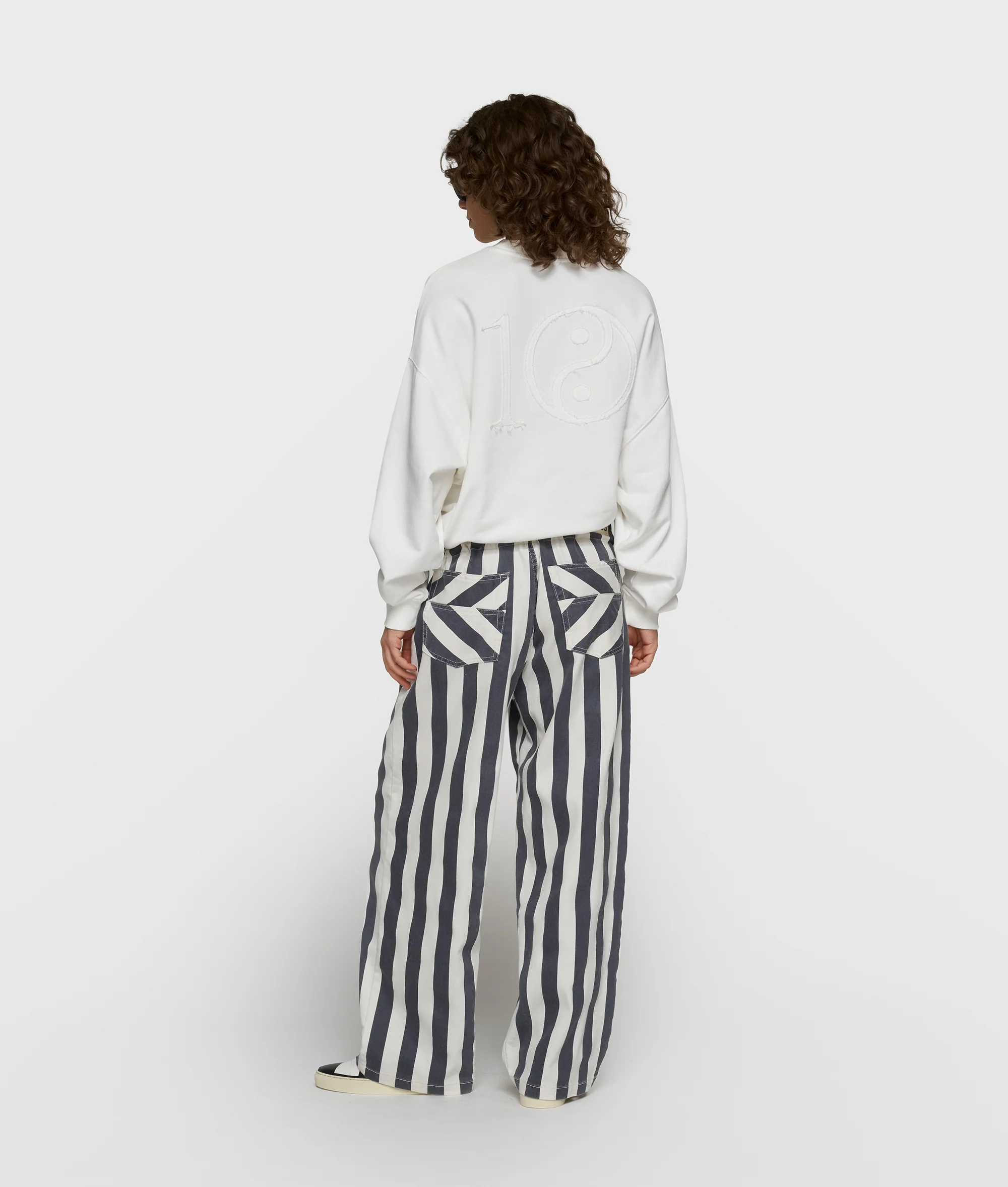 straight leg pants stripes | ecru/steel blue - Image 3