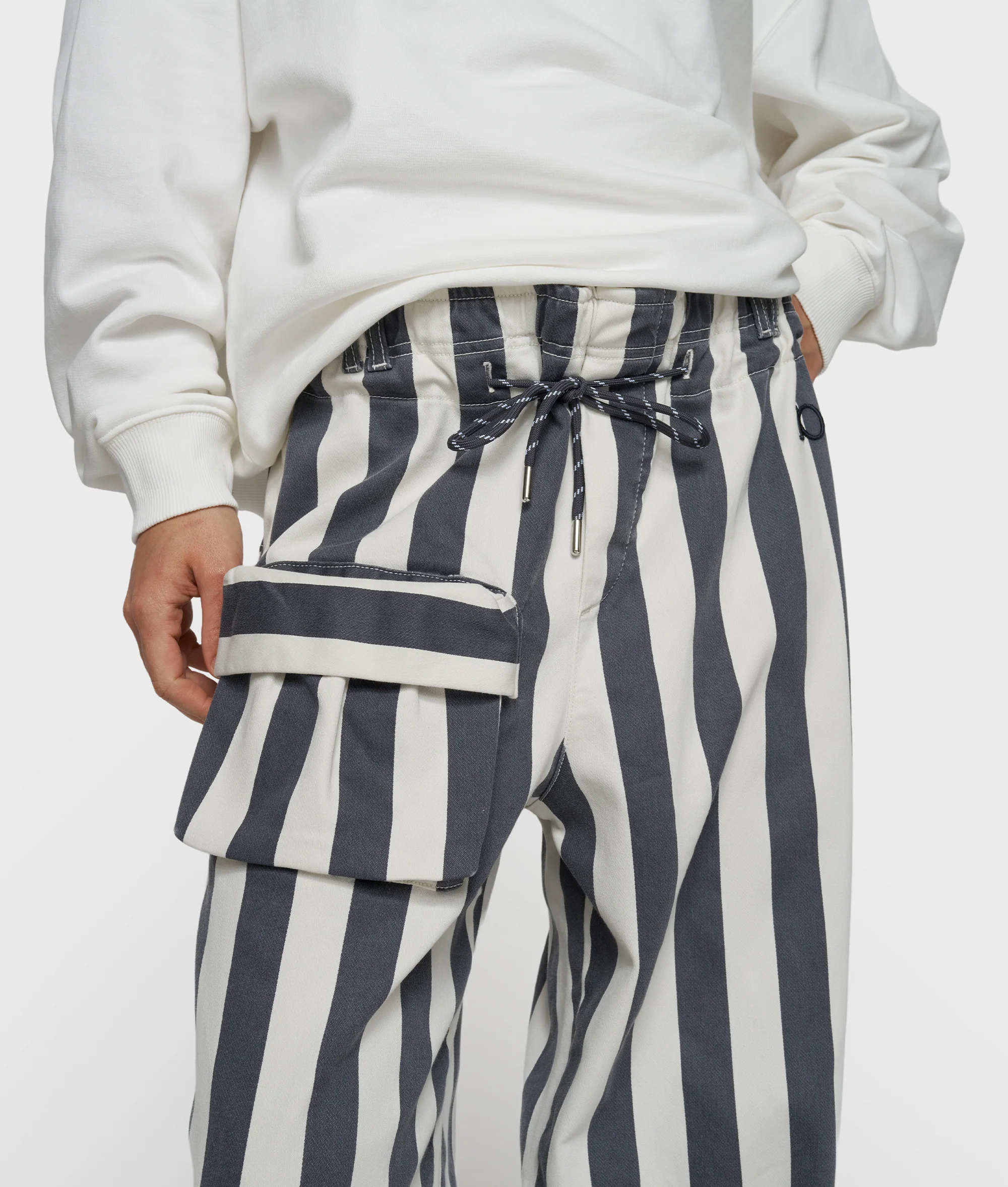 straight leg pants stripes | ecru/steel blue - Image 4
