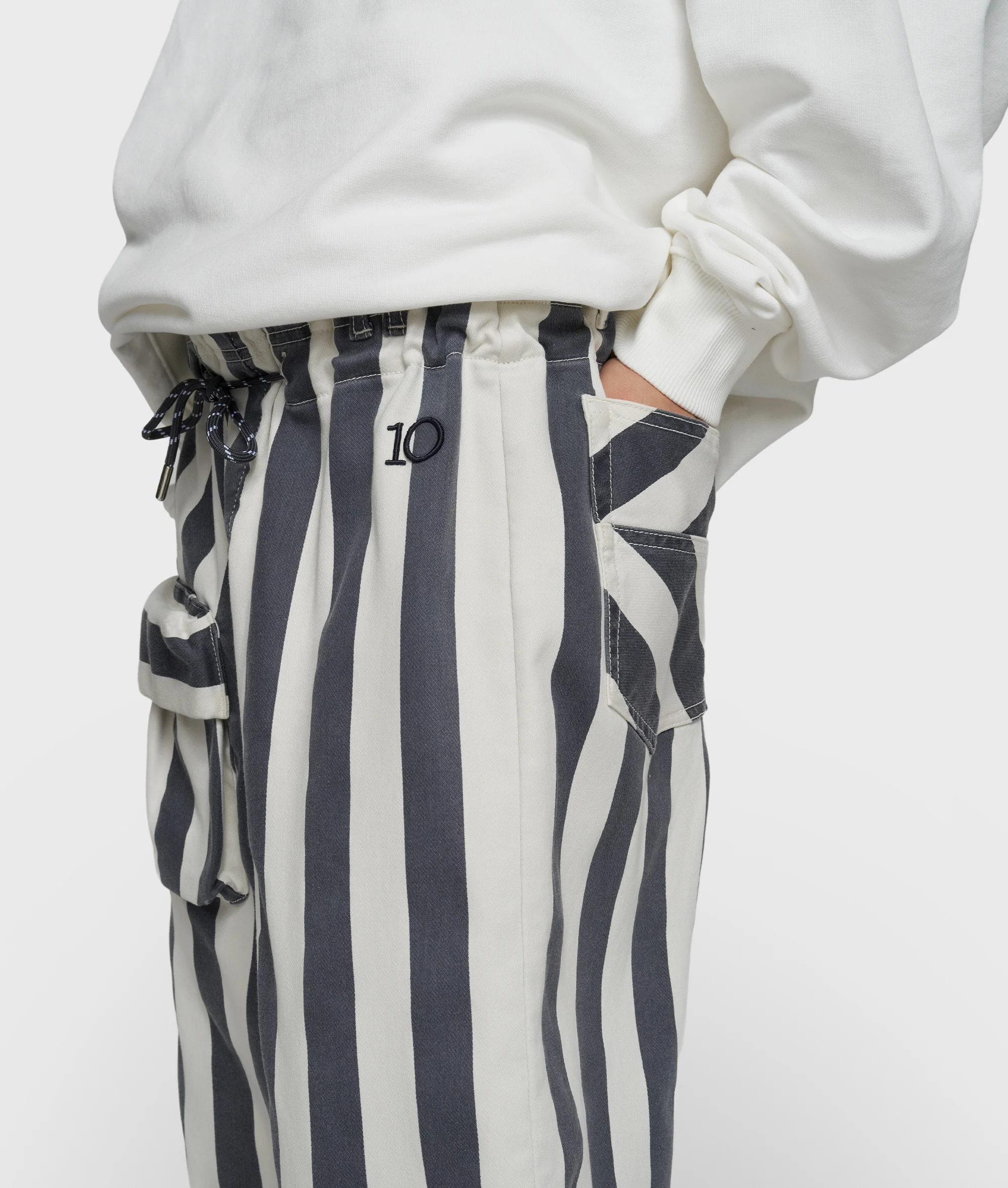 straight leg pants stripes | ecru/steel blue - Image 5
