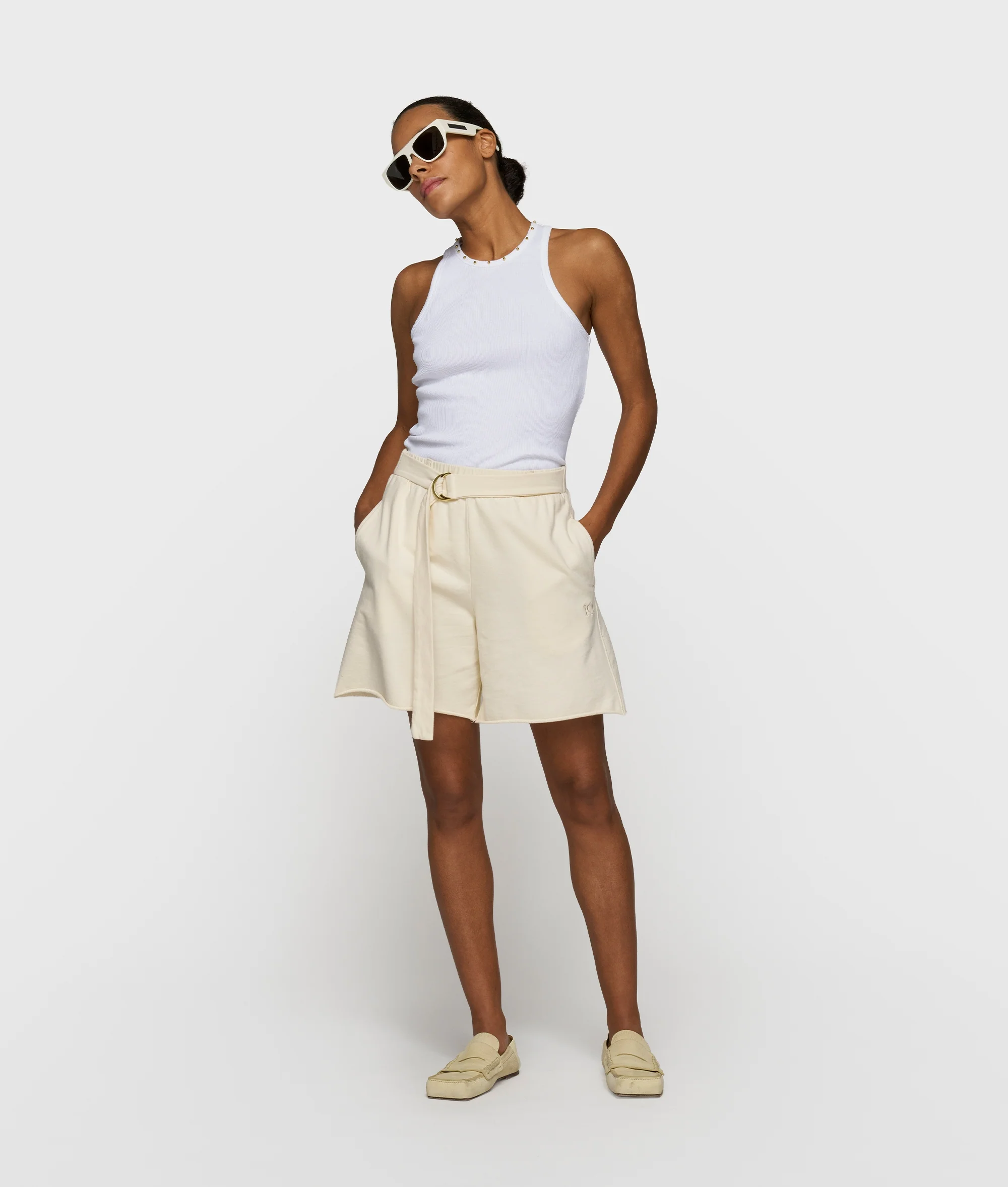 tank top rib pearls | white - Image 3