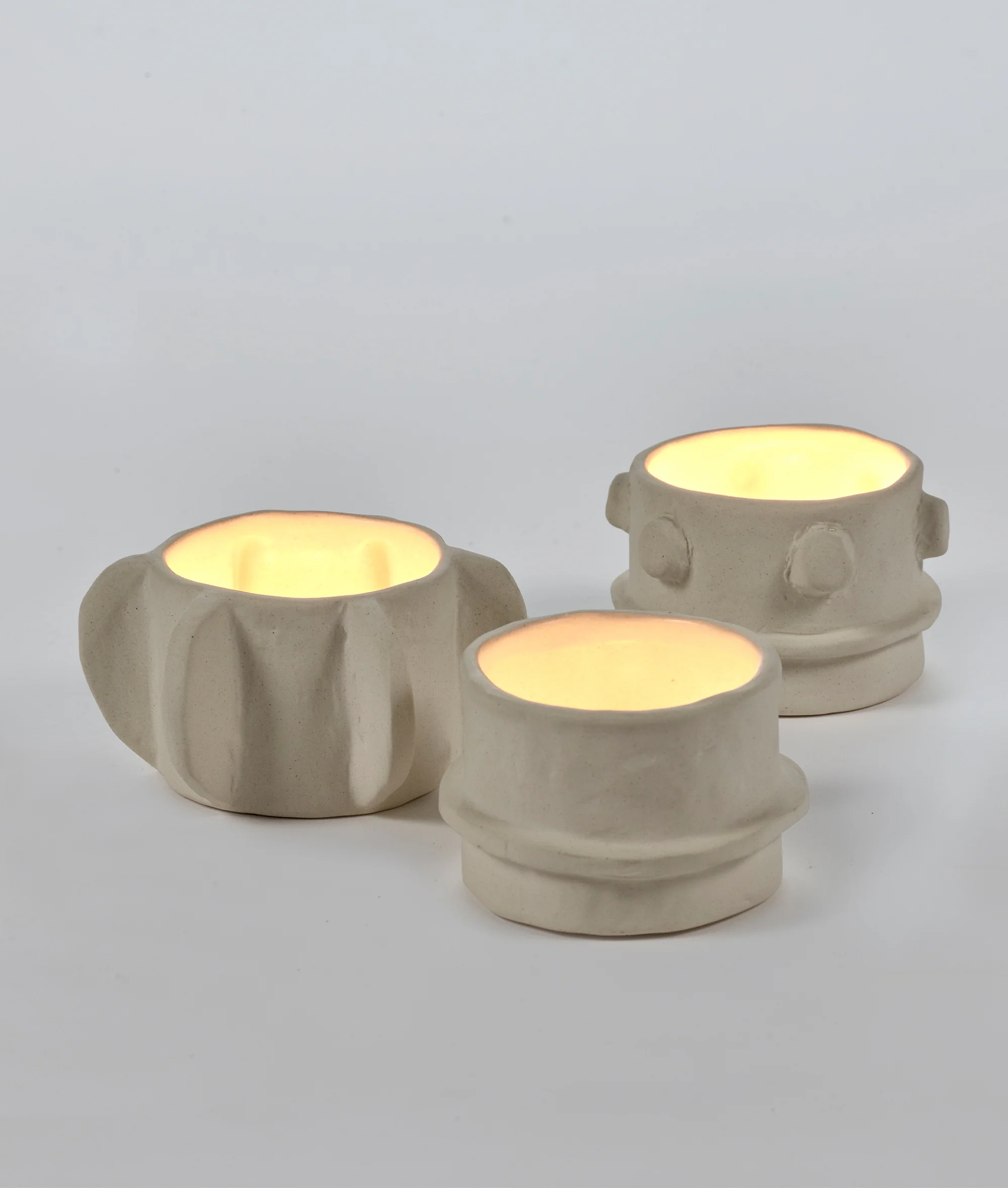 Tealight holder 03 set 3 Molly 5CM | soft beige - Image 3