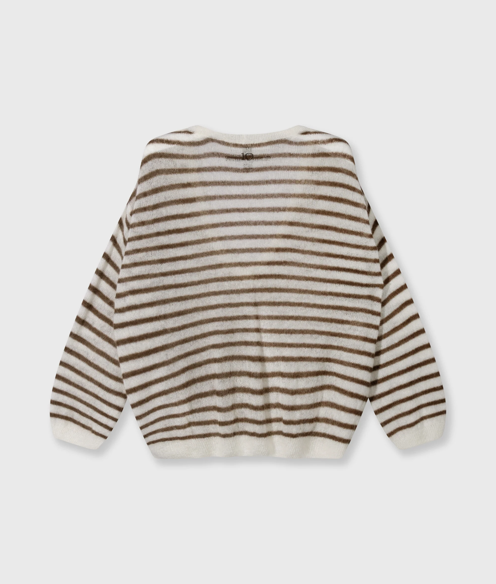 thin v-neck knit sweater | dark truffle/ecru - Image 6