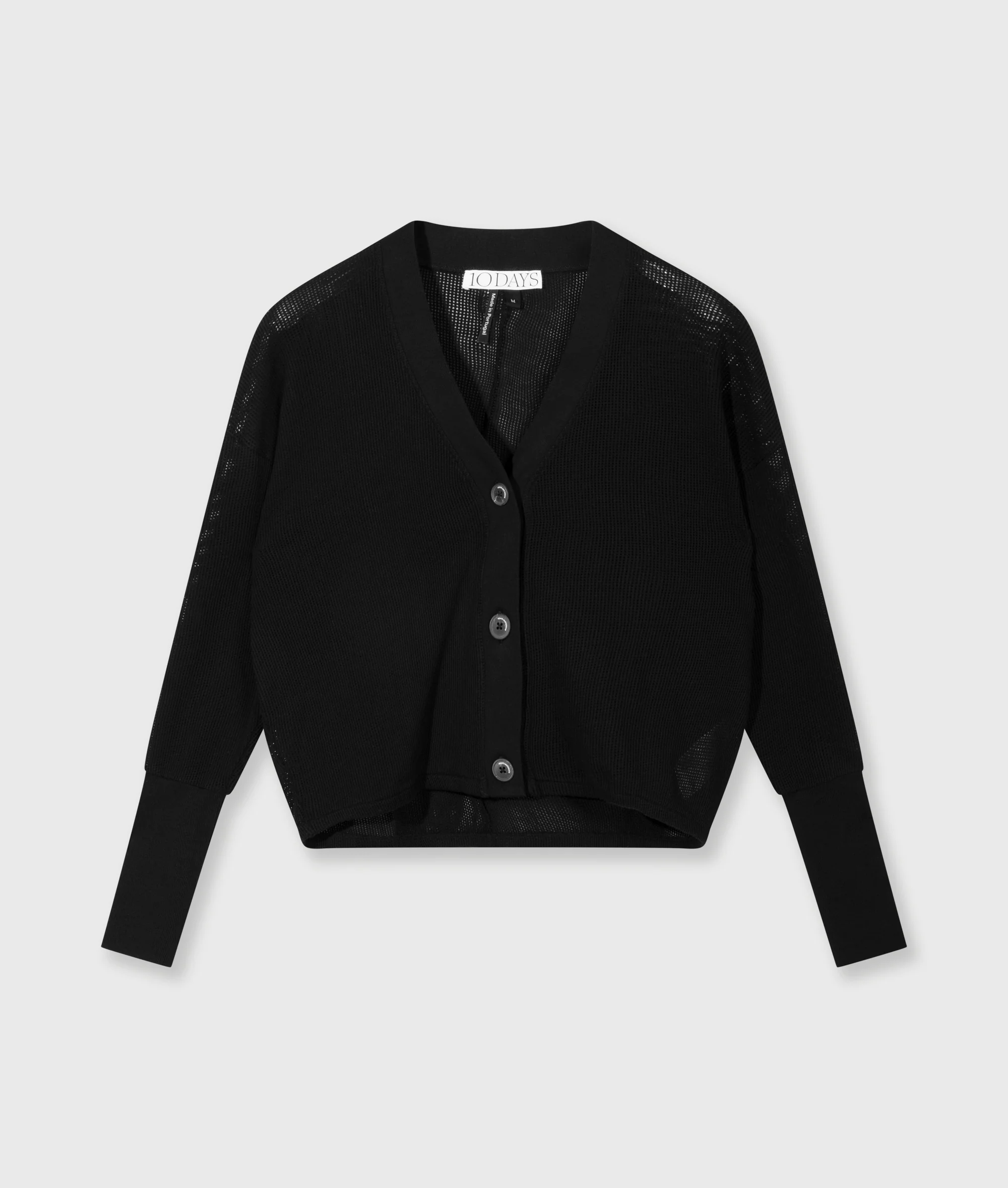 v-neck cardigan mesh | black - Image 5