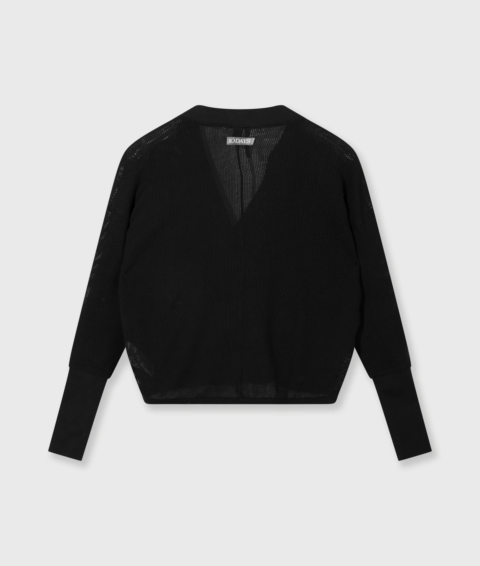 v-neck cardigan mesh | black - Image 6