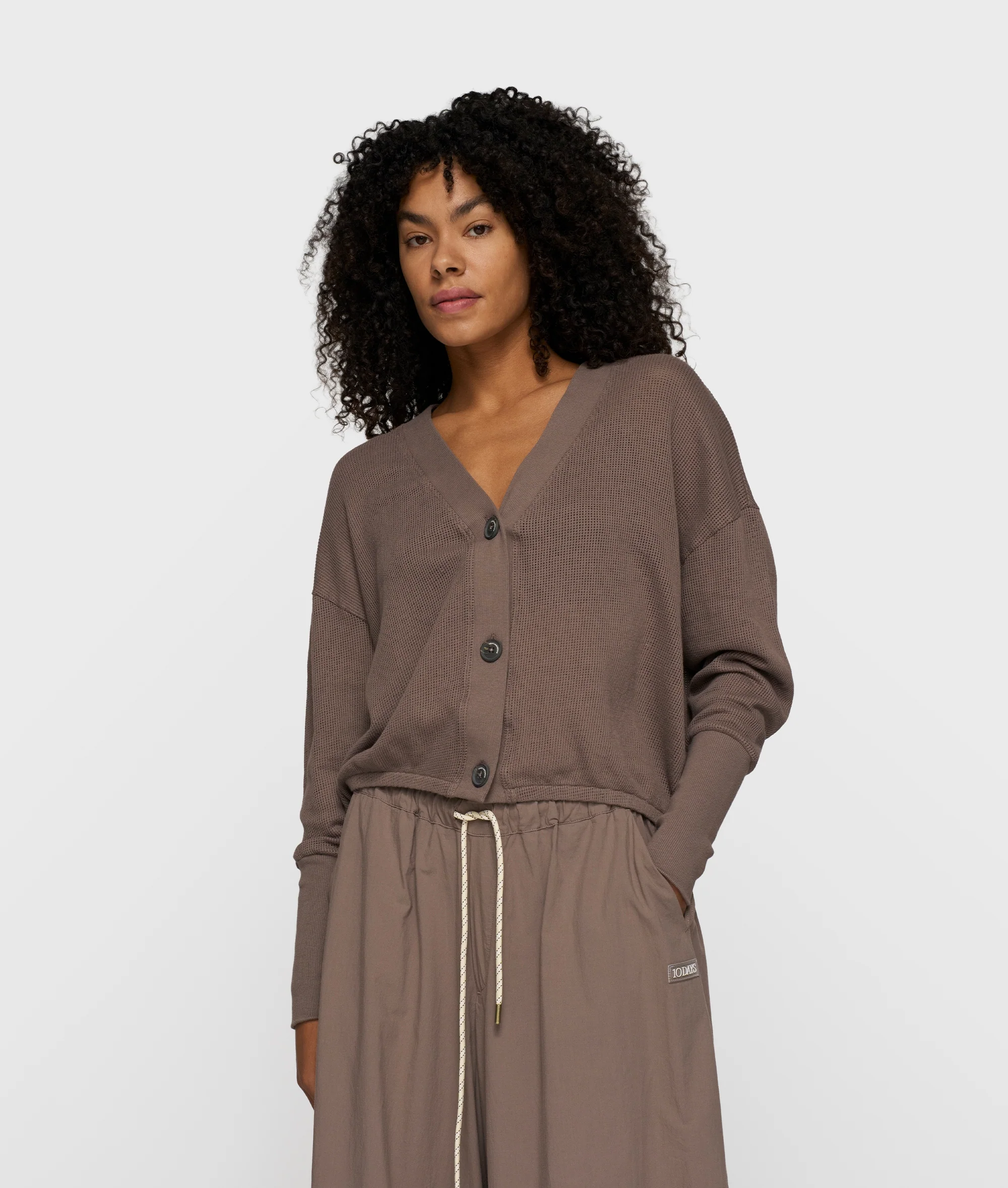 v-neck cardigan mesh | moonrock