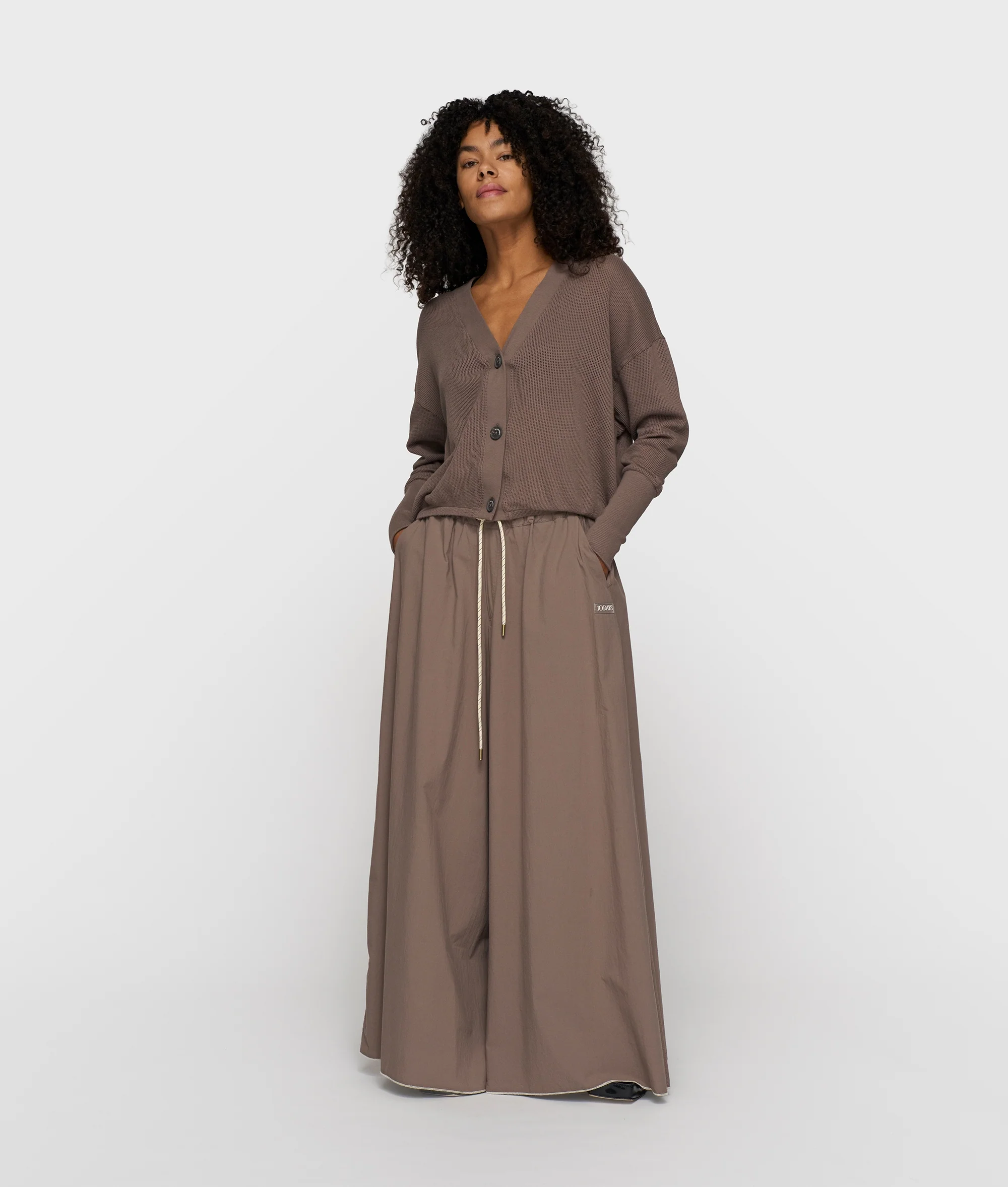 v-neck cardigan mesh | moonrock - Image 3