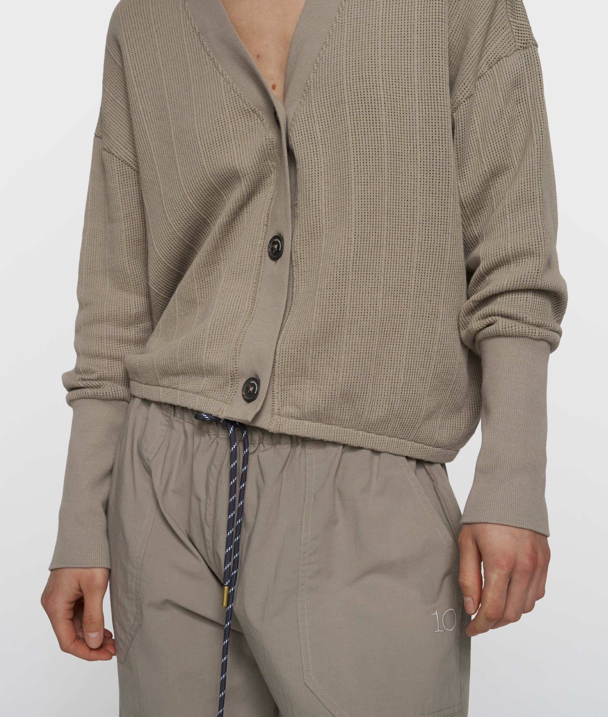 v-neck mesh cardigan | fog - Image 2