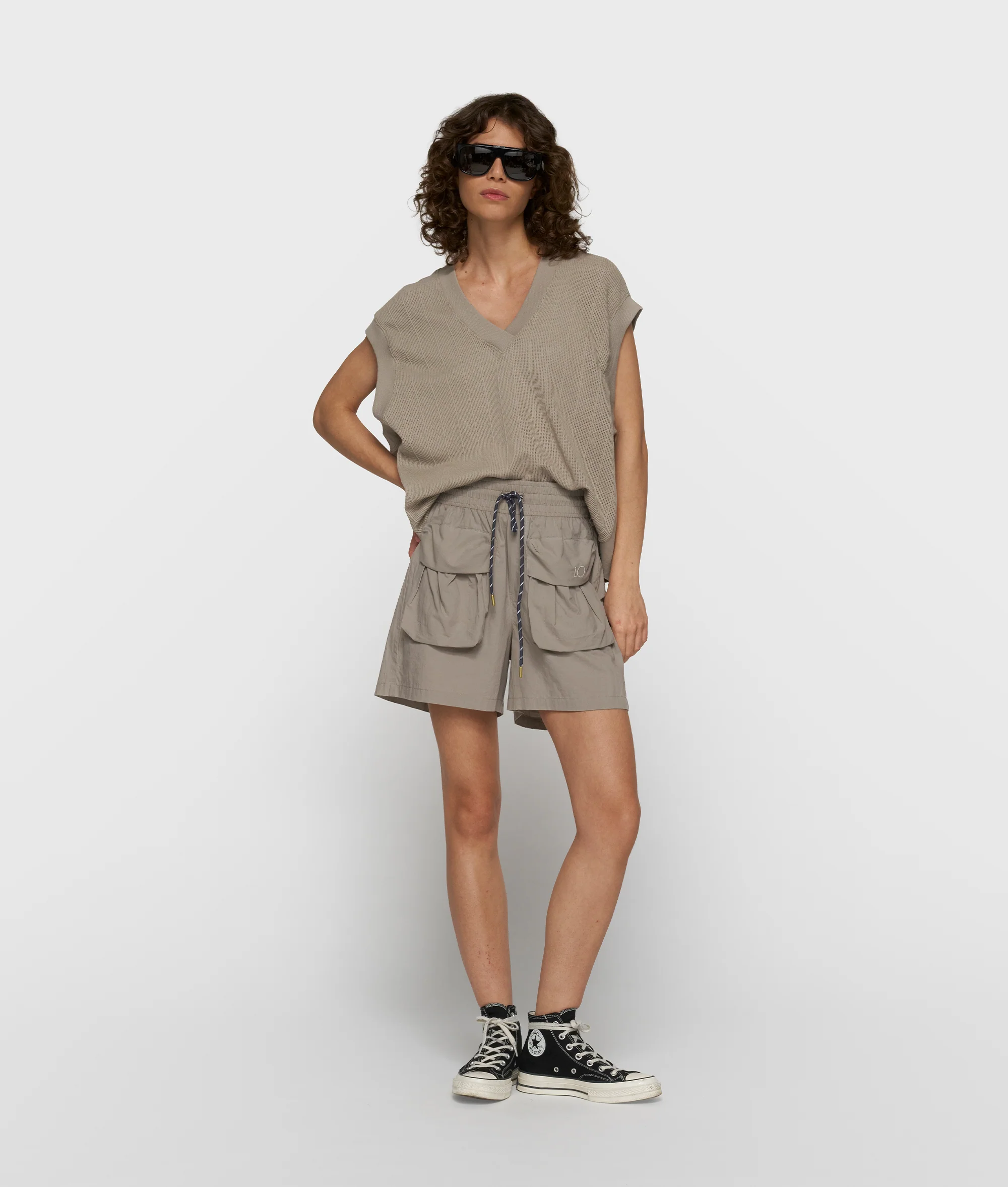 v-neck mesh top | fog - Image 3