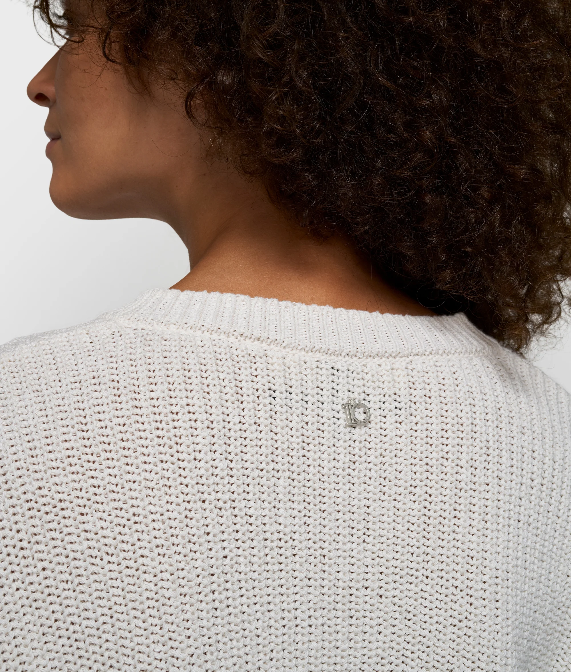 v-neck rib knit sweater | ecru - Image 2
