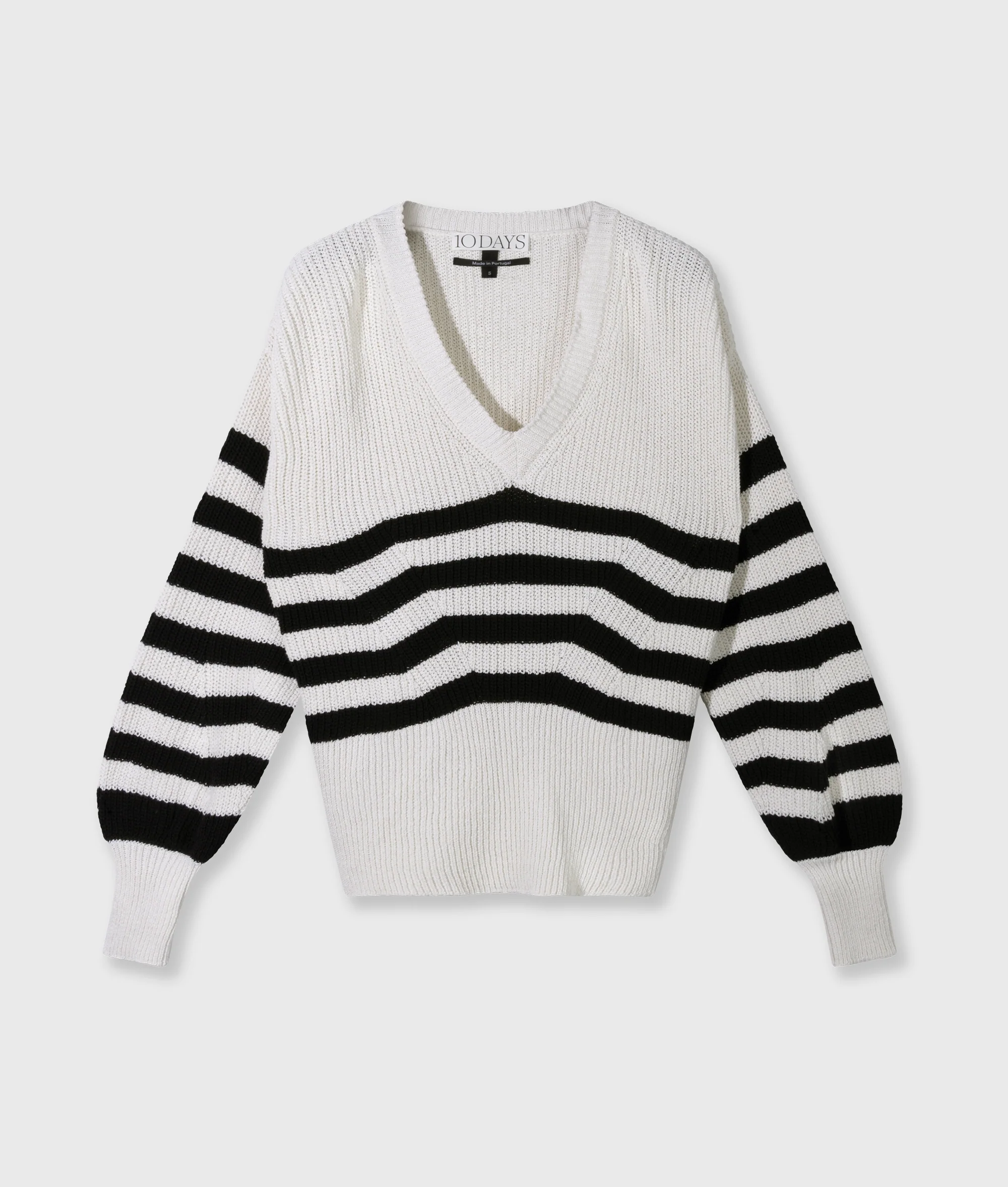 v-neck rib knit sweater | ecru - Image 5