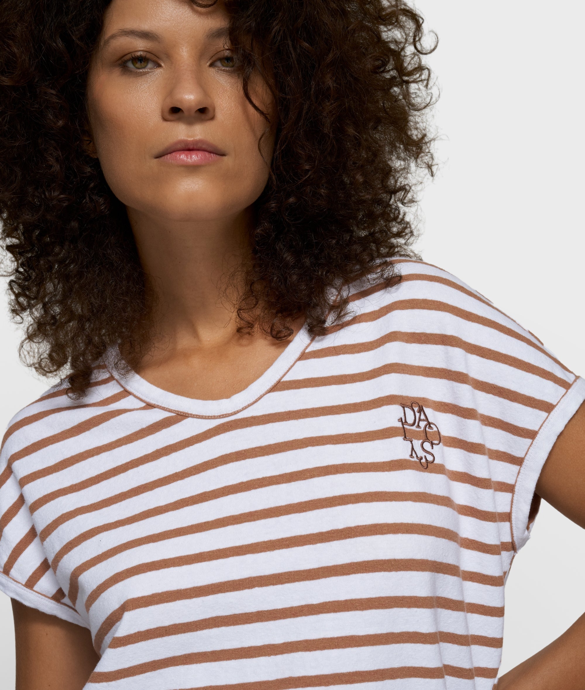v-neck tee stripes | white/fudge - Image 2