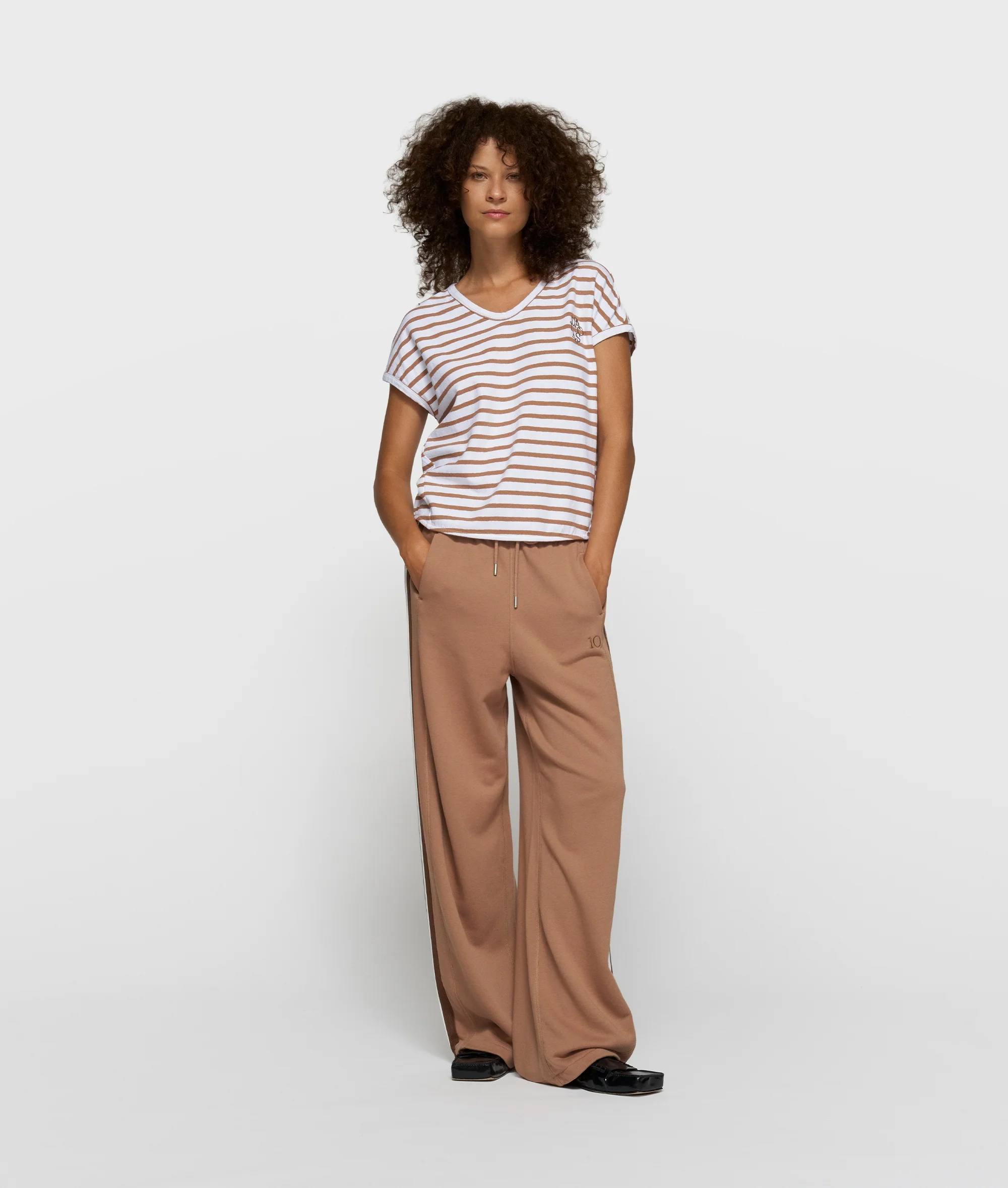 v-neck tee stripes | white/fudge - Image 4