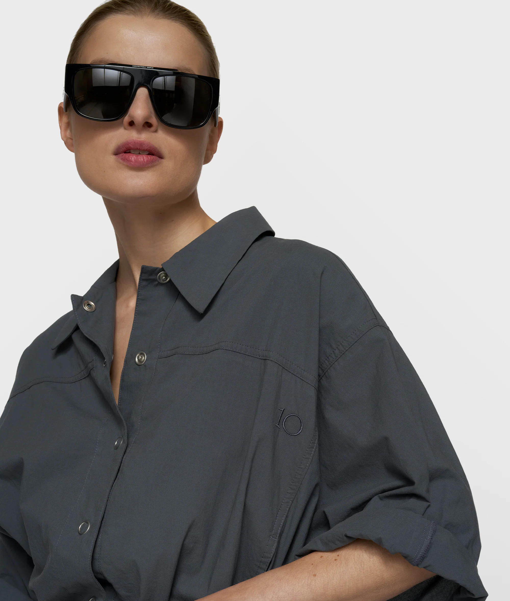 wide crinkle jacket | steel blue - Image 2