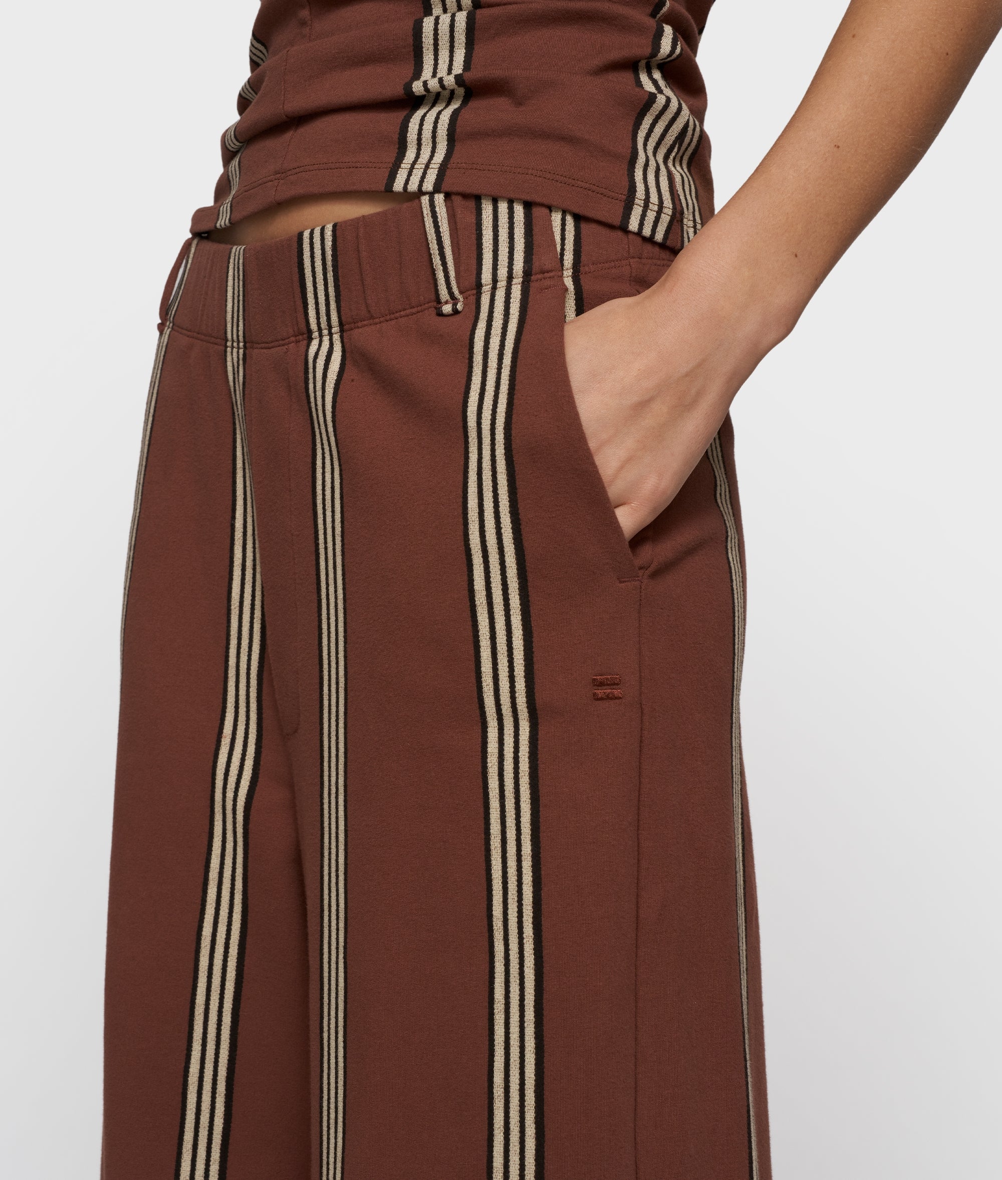 wide leg jogger stripes | deep brown - Image 4
