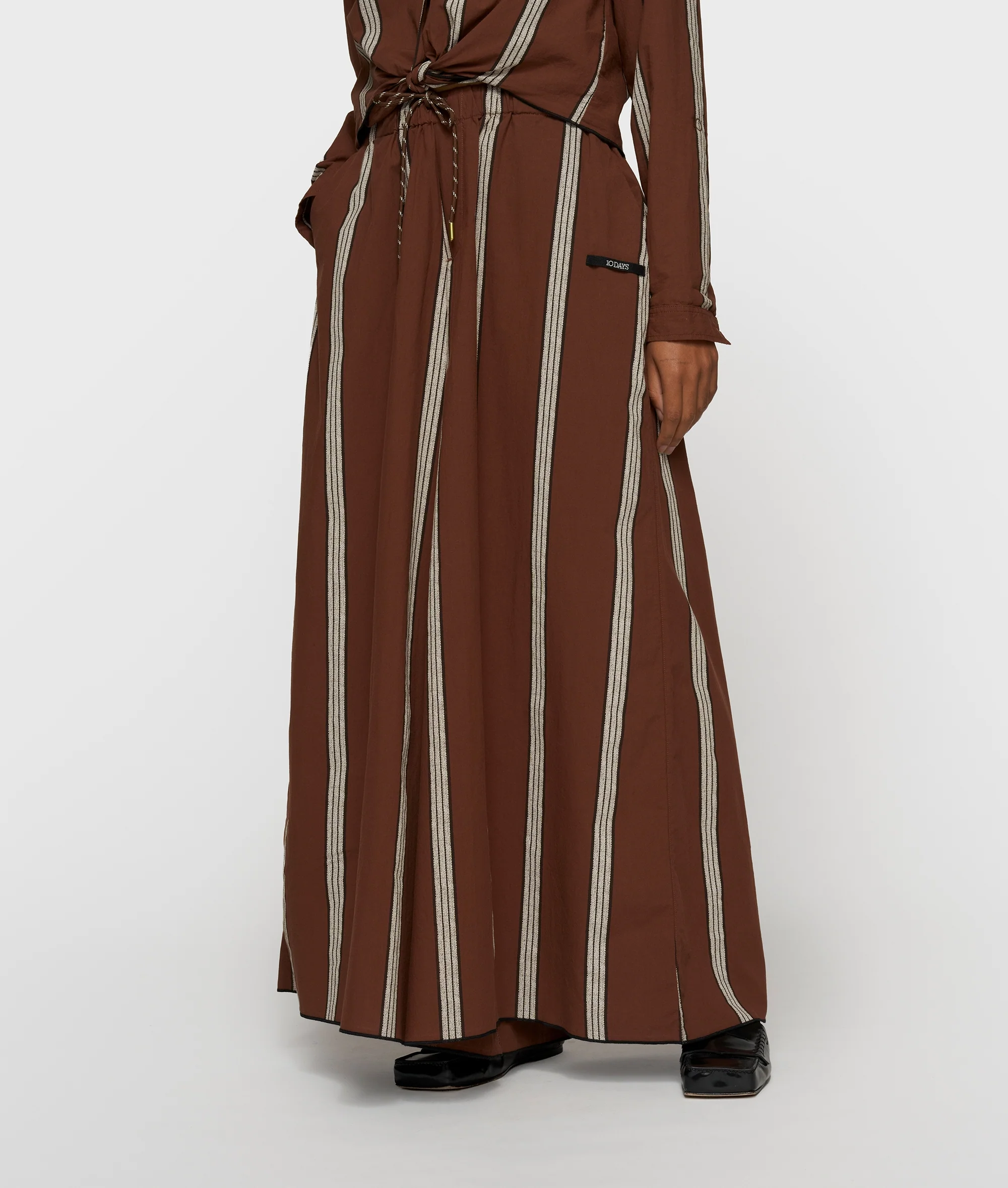 wide leg pants stripes | deep brown - Image 2