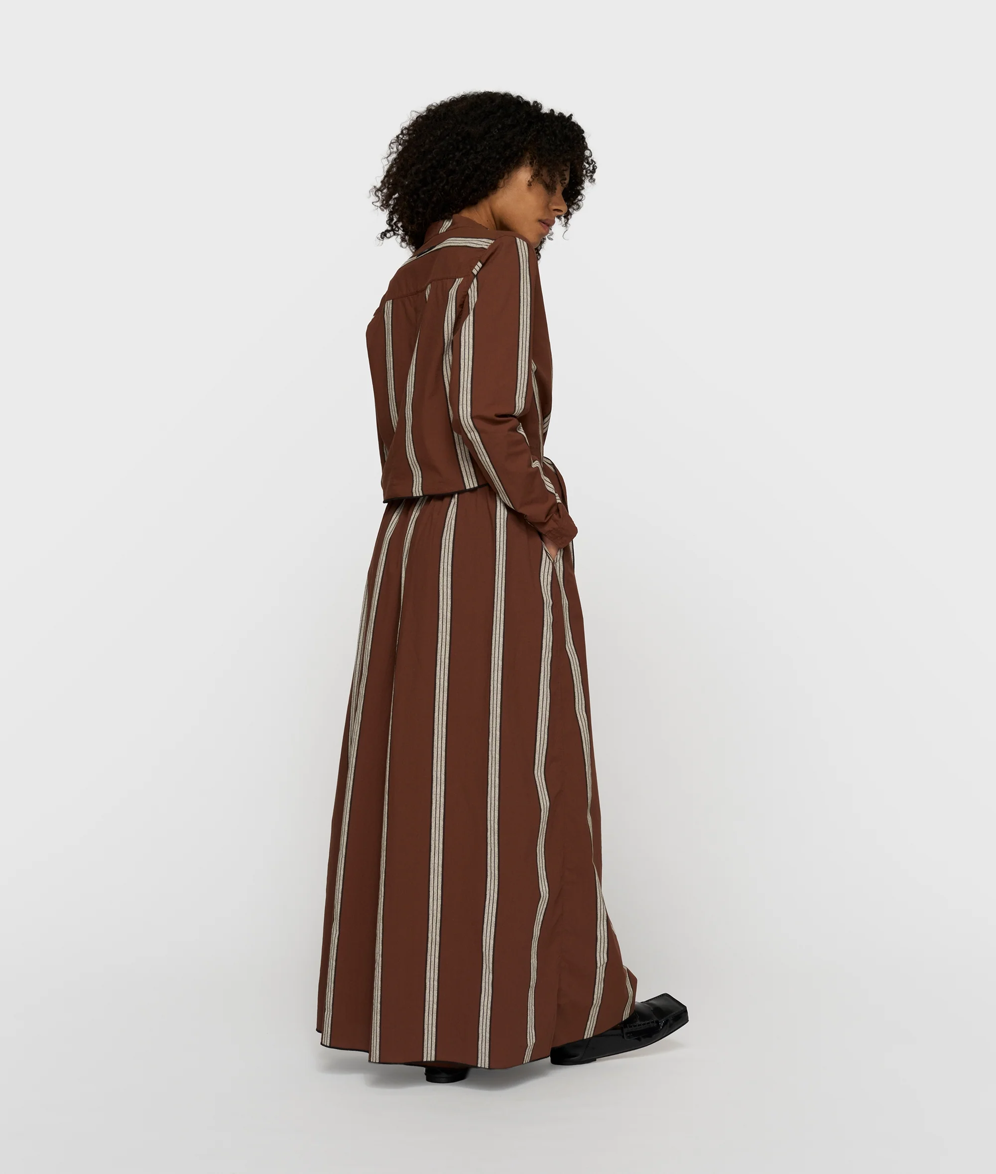 wide leg pants stripes | deep brown - Image 3