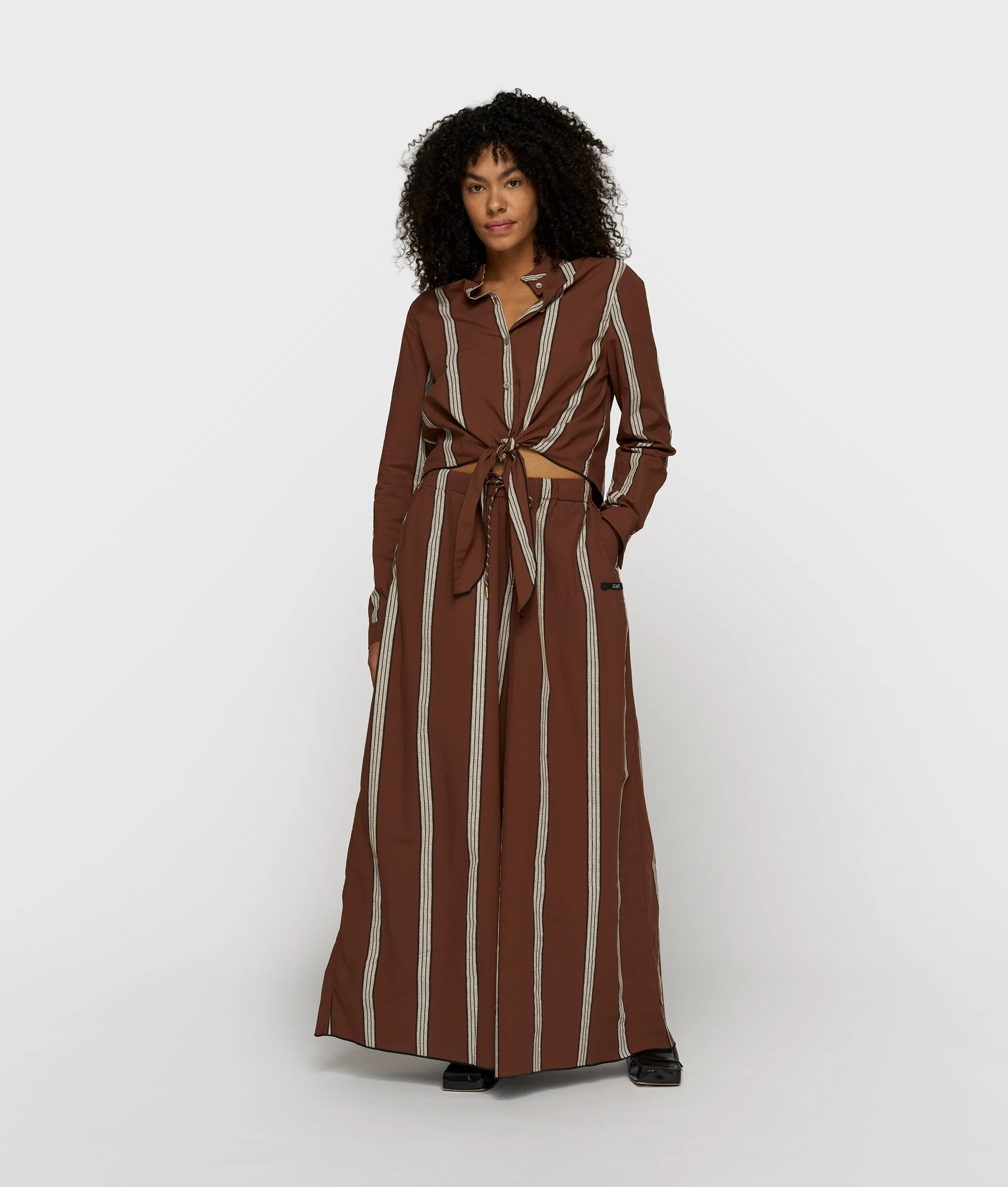 wide leg pants stripes | deep brown - Image 5